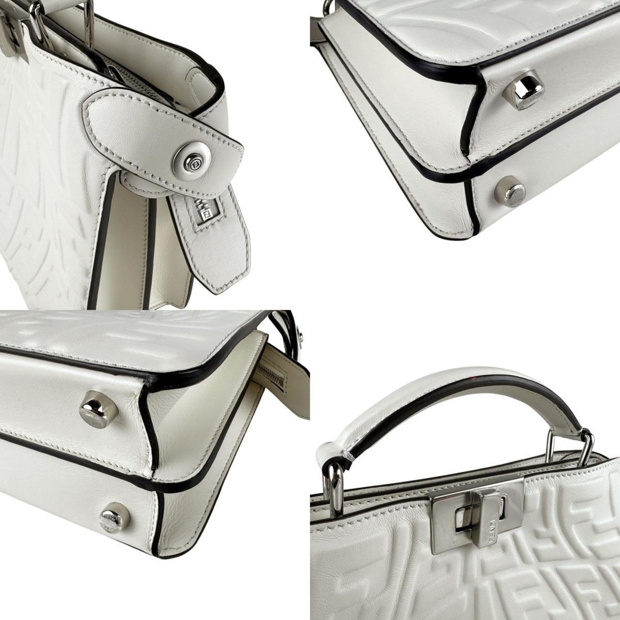 FDI Peekaboo I See You Leather Shoulder Bag, White, Men's, 7VA530 AFSP z7170