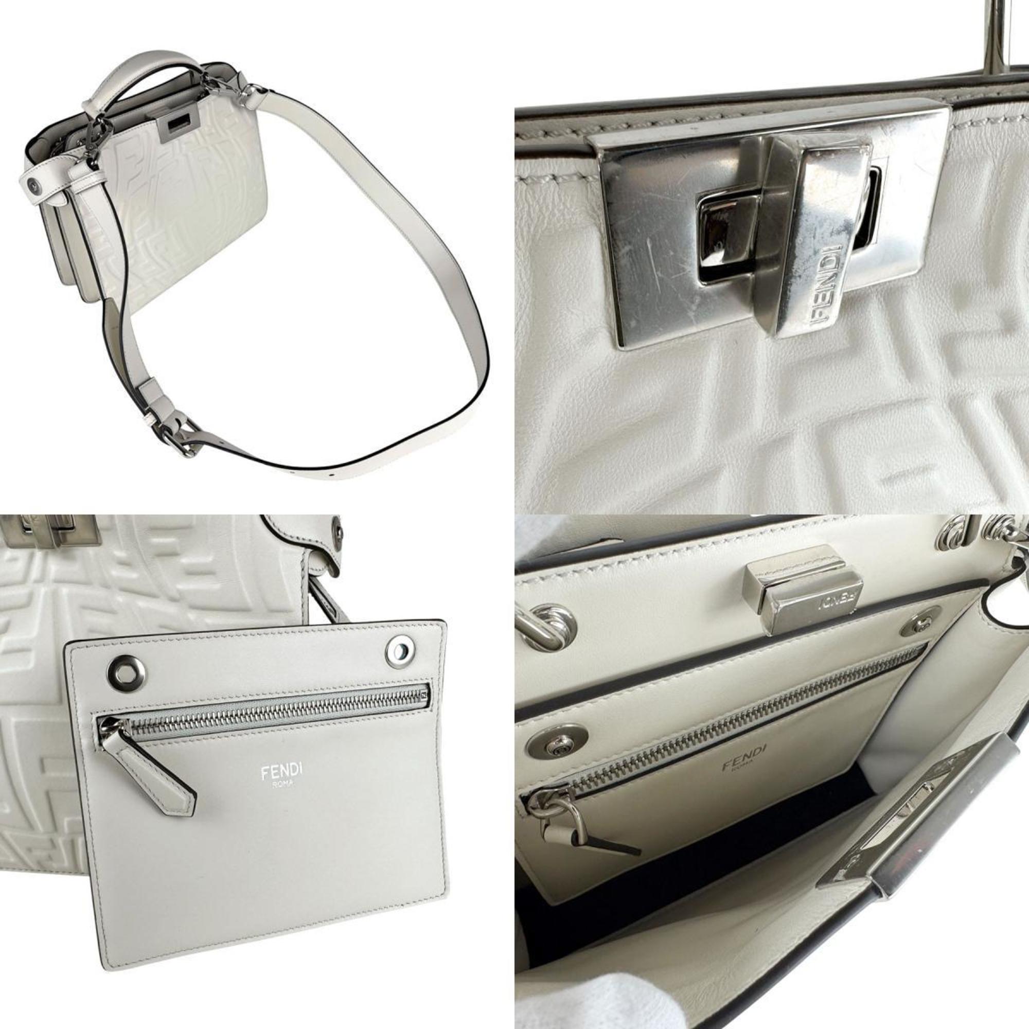 FDI Peekaboo I See You Leather Shoulder Bag, White, Men's, 7VA530 AFSP z7170