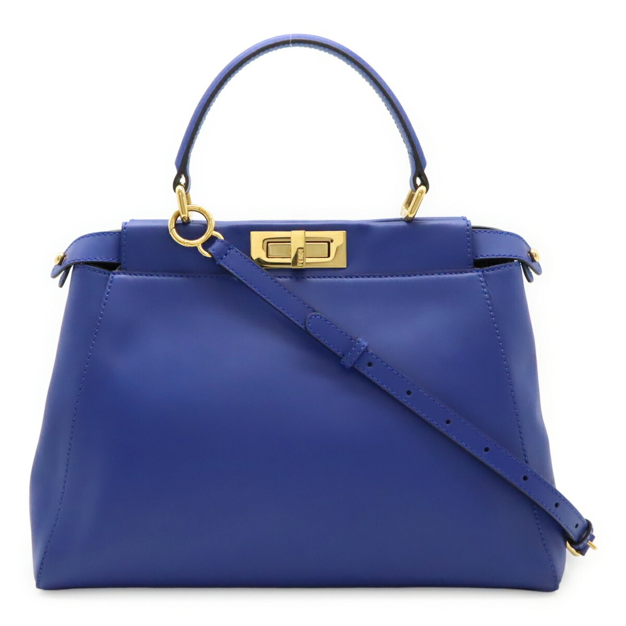 FDI Peekaboo Regular Handbag/Tote/Shoulder Bag in Blue Leather (8BN226)