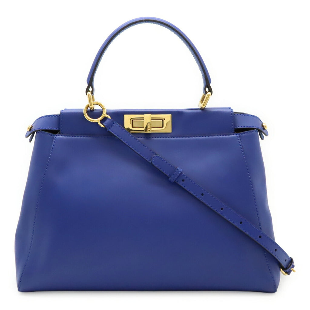 FDI Peekaboo Regular Handbag/Tote/Shoulder Bag in Blue Leather (8BN226)