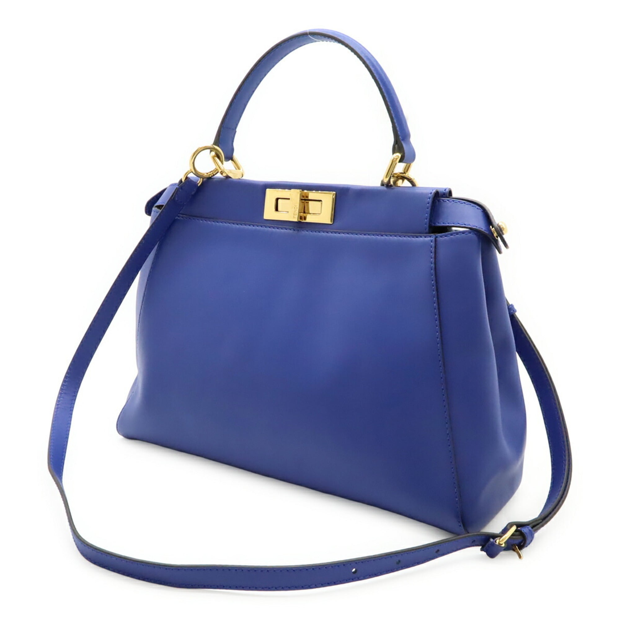 FDI Peekaboo Regular Handbag/Tote/Shoulder Bag in Blue Leather (8BN226)