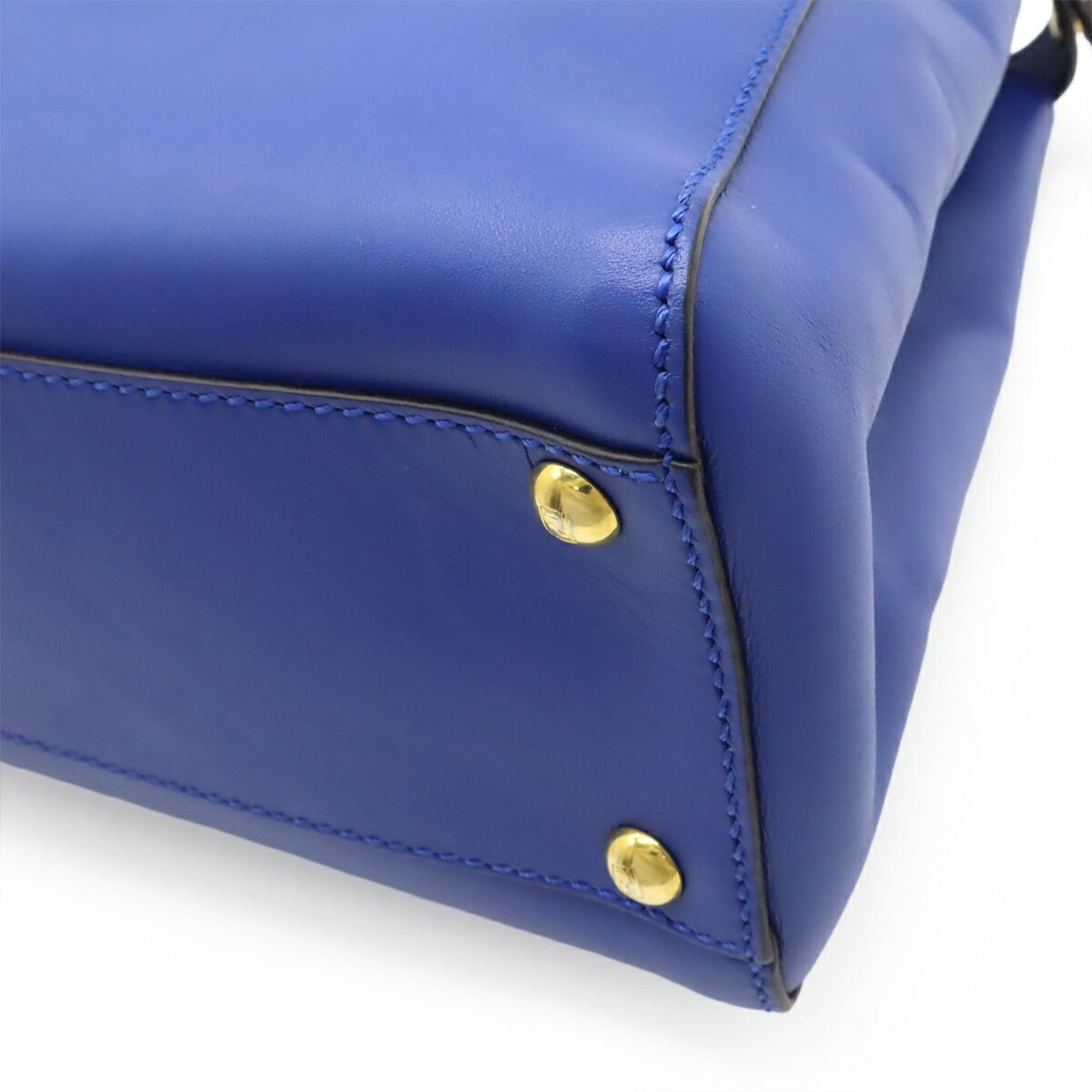 FDI Peekaboo Regular Handbag/Tote/Shoulder Bag in Blue Leather (8BN226)