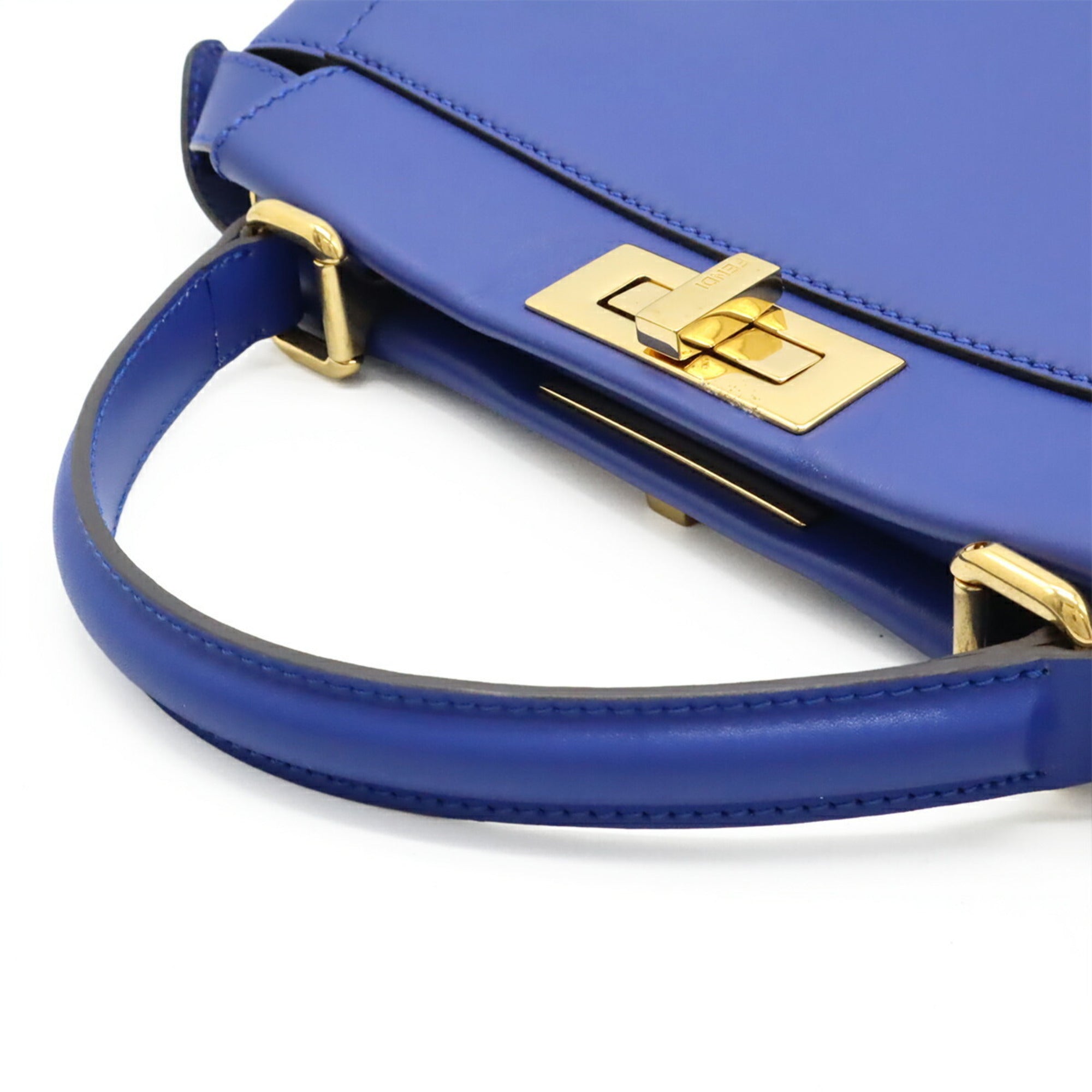 FDI Peekaboo Regular Handbag/Tote/Shoulder Bag in Blue Leather (8BN226)