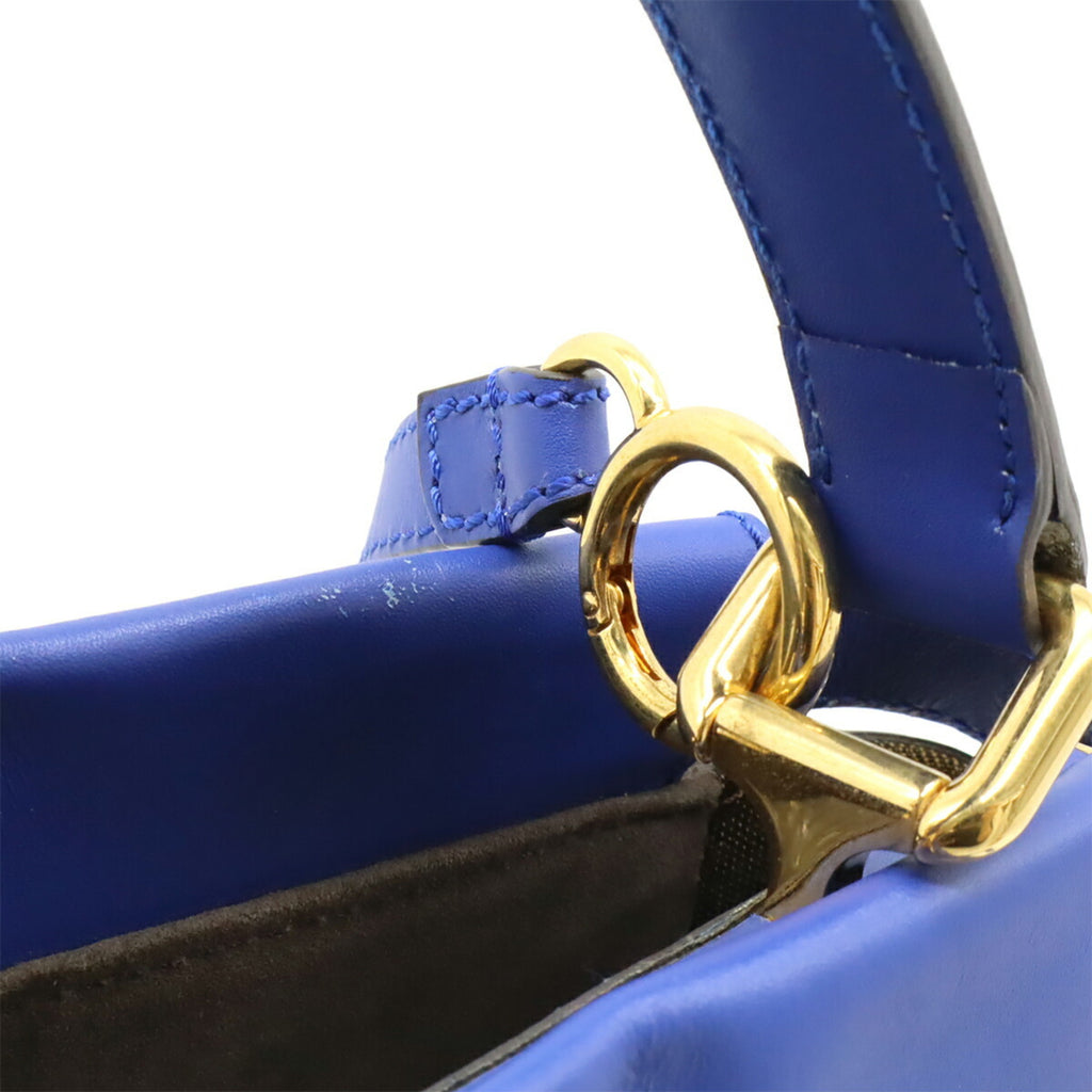 FDI Peekaboo Regular Handbag/Tote/Shoulder Bag in Blue Leather (8BN226)