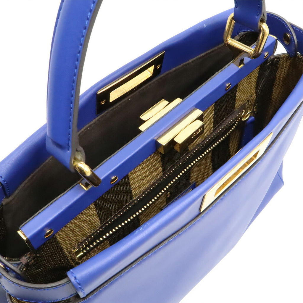 FDI Peekaboo Regular Handbag/Tote/Shoulder Bag in Blue Leather (8BN226)