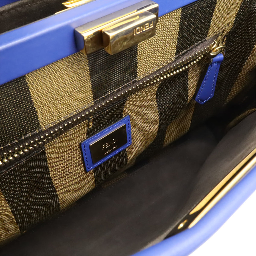 FDI Peekaboo Regular Handbag/Tote/Shoulder Bag in Blue Leather (8BN226)