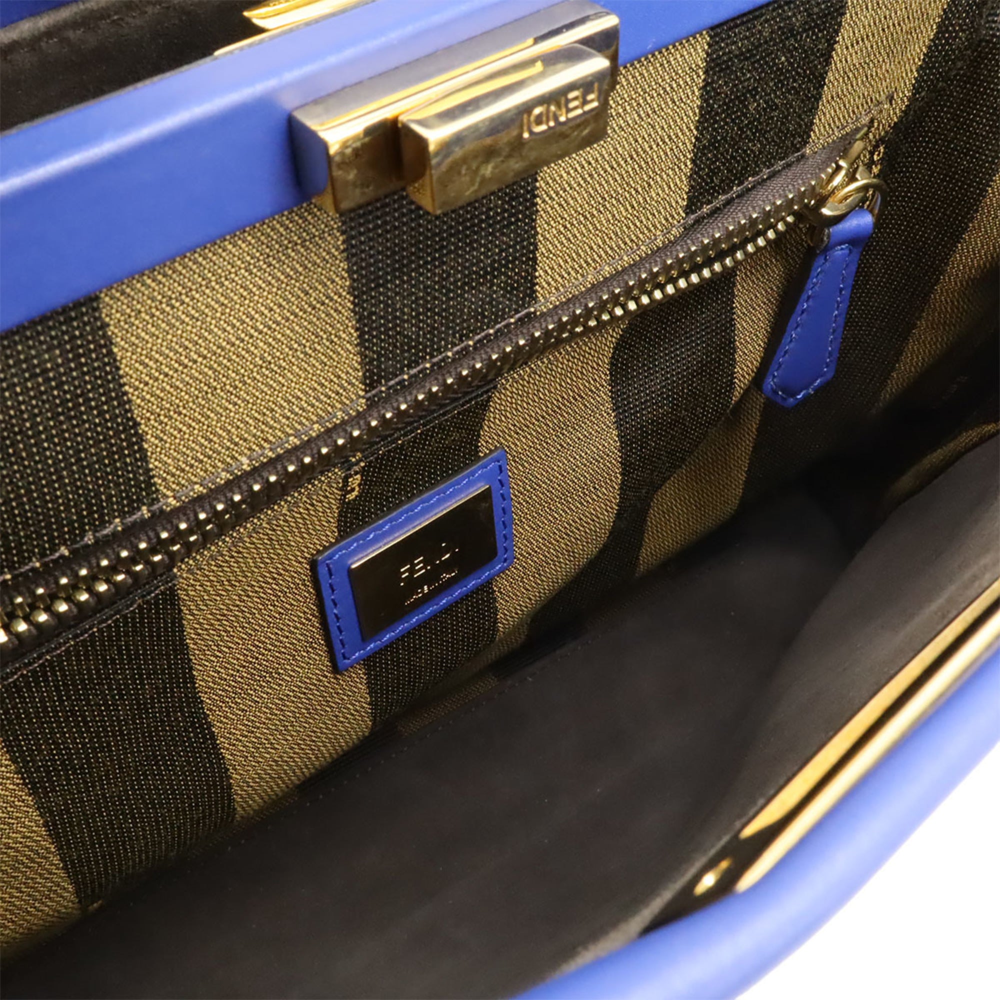 FDI Peekaboo Regular Handbag/Tote/Shoulder Bag in Blue Leather (8BN226)