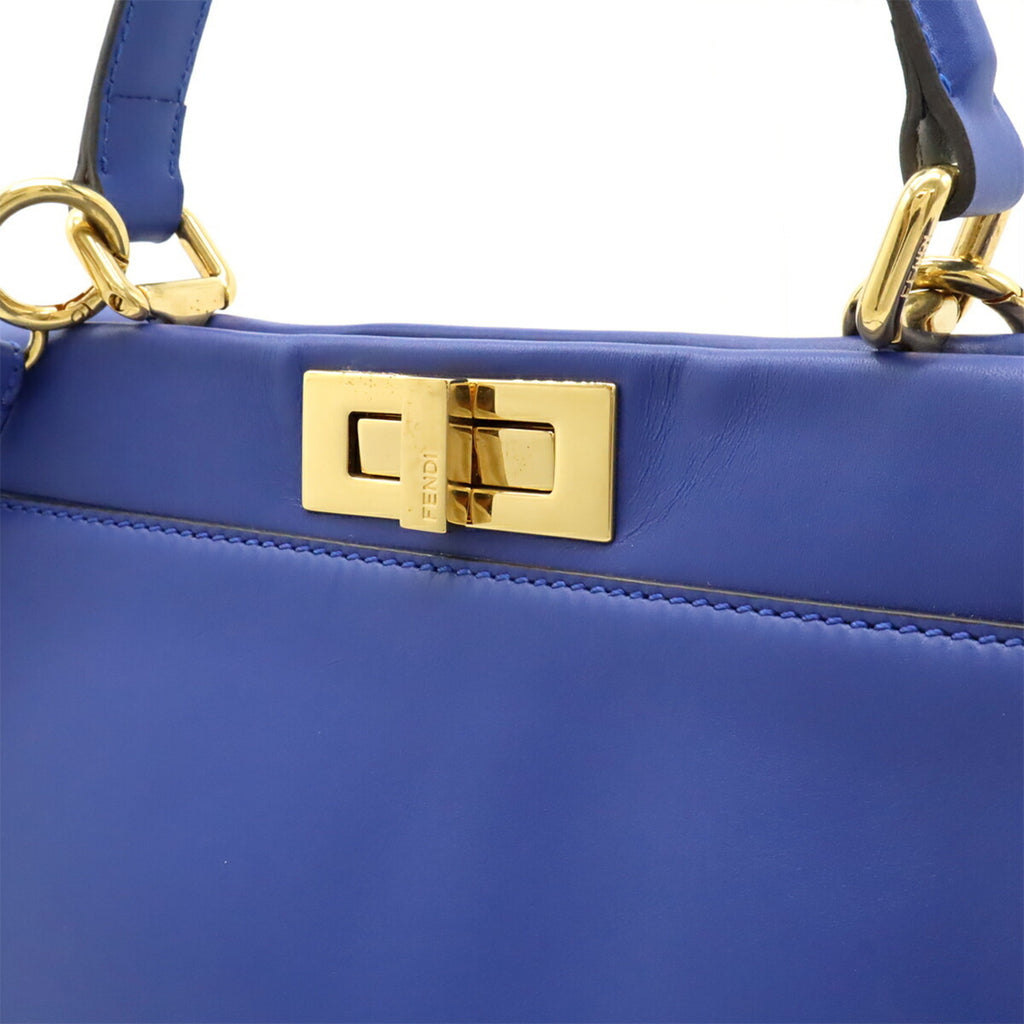 FDI Peekaboo Regular Handbag/Tote/Shoulder Bag in Blue Leather (8BN226)