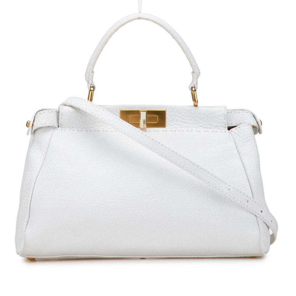 FDI Selleria Peekaboo Shoulder Bag/Handbag 2WAY 8BN211 White Leather Women's FENDI