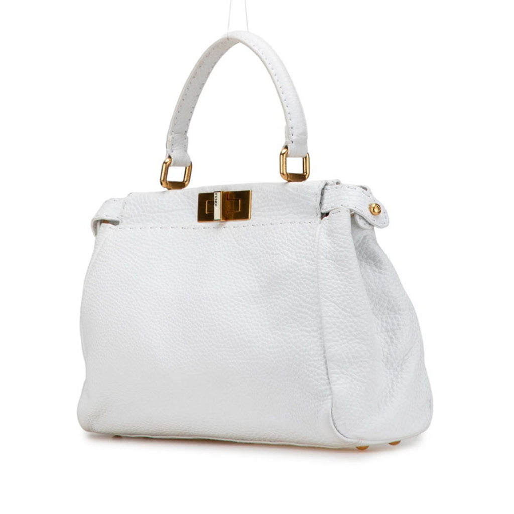 FDI Selleria Peekaboo Shoulder Bag/Handbag 2WAY 8BN211 White Leather Women's FENDI