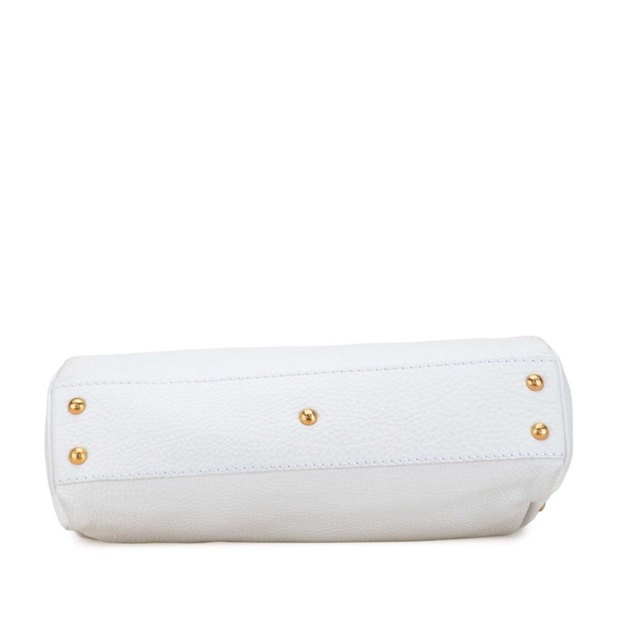 FDI Selleria Peekaboo Shoulder Bag/Handbag 2WAY 8BN211 White Leather Women's FENDI