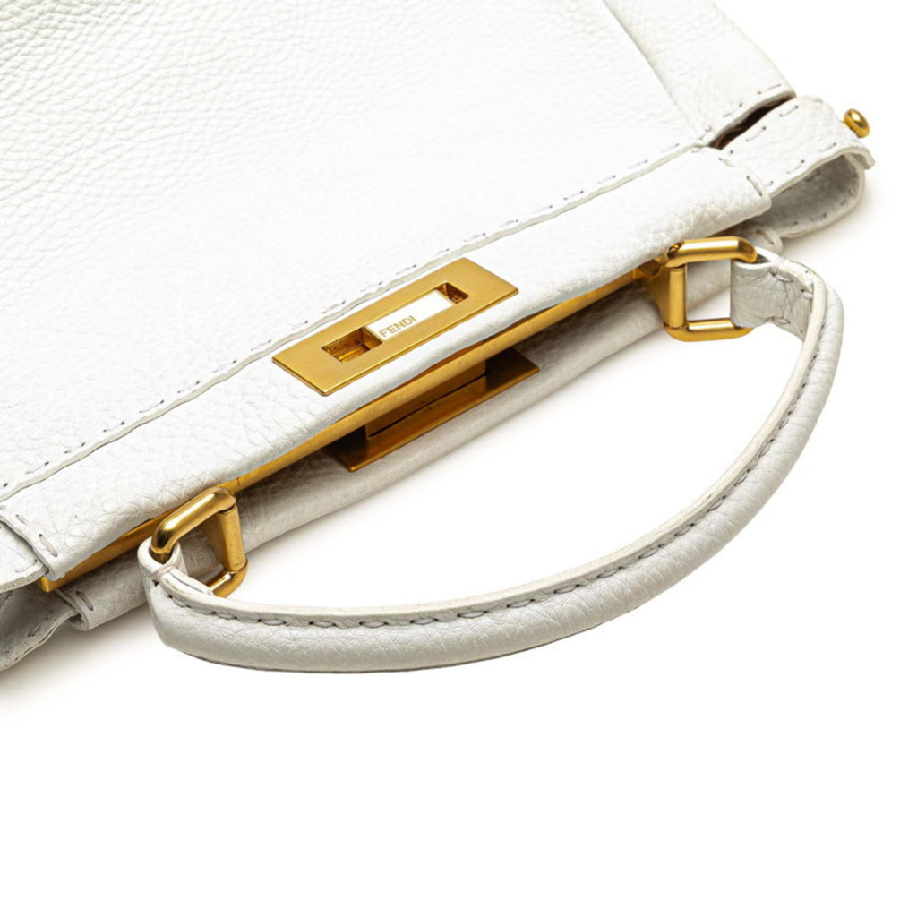 FDI Selleria Peekaboo Shoulder Bag/Handbag 2WAY 8BN211 White Leather Women's FENDI