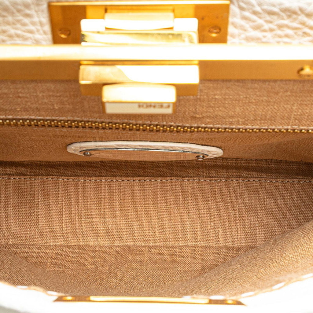 FDI Selleria Peekaboo Shoulder Bag/Handbag 2WAY 8BN211 White Leather Women's FENDI