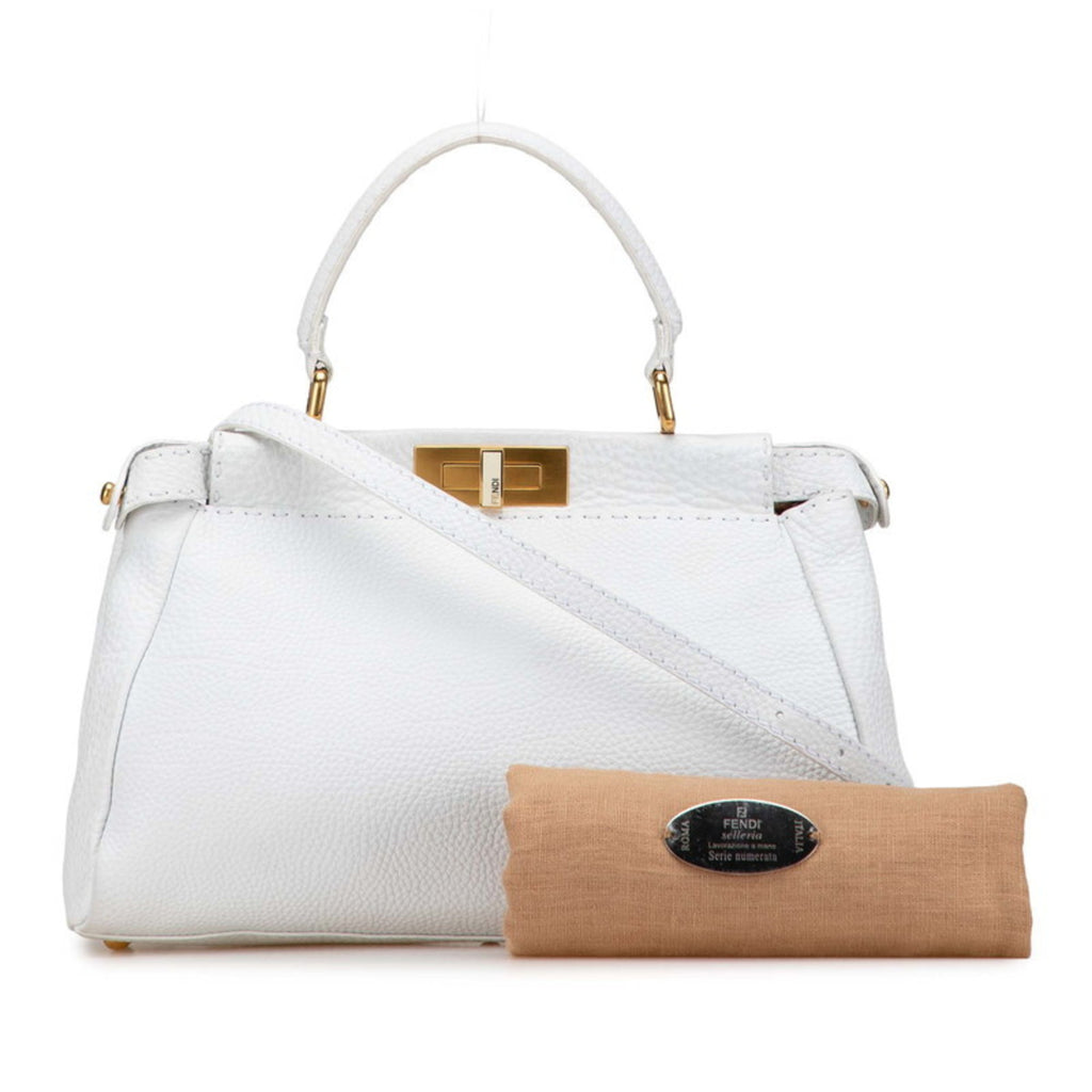 FDI Selleria Peekaboo Shoulder Bag/Handbag 2WAY 8BN211 White Leather Women's FENDI