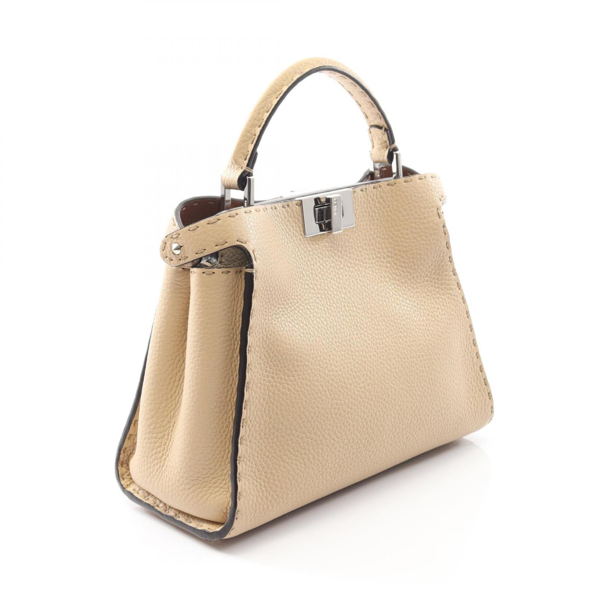 FDI Peekaboo Essential Handbag, Leather, Women's, Beige
