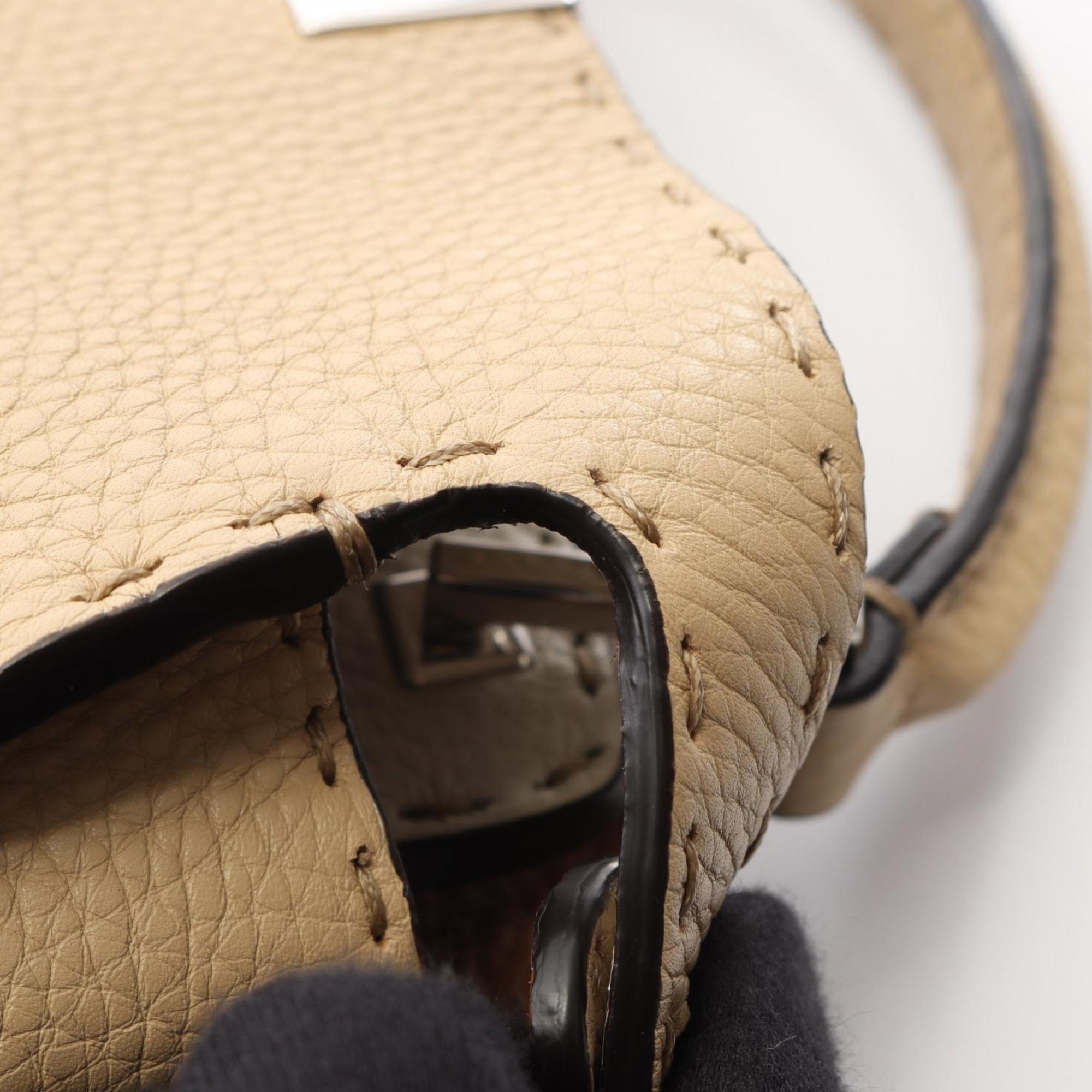 FDI Peekaboo Essential Handbag, Leather, Women's, Beige