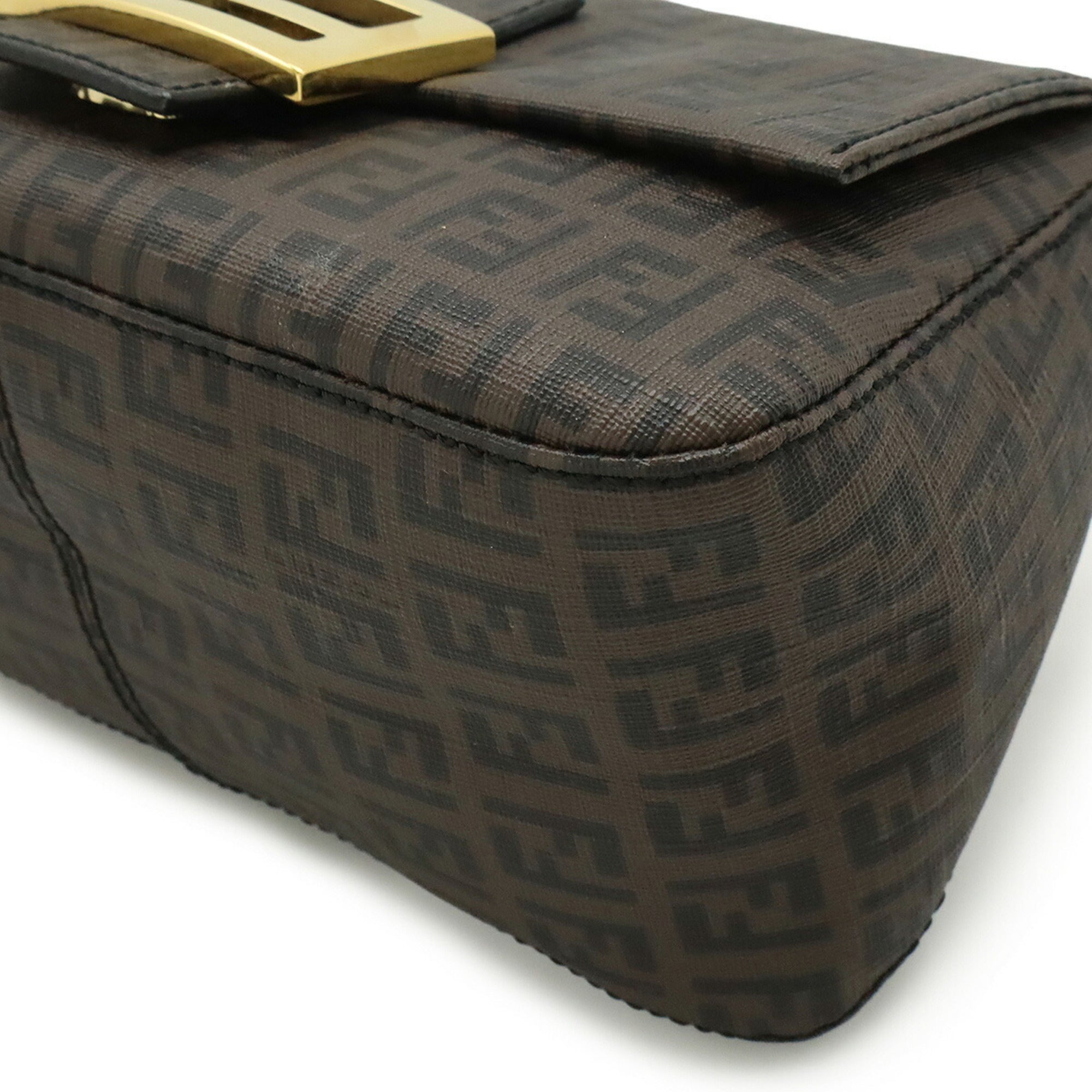 FDI Zucchino Zucca pattern Mamma Bucket handbag PVC dark brown black 8BR180