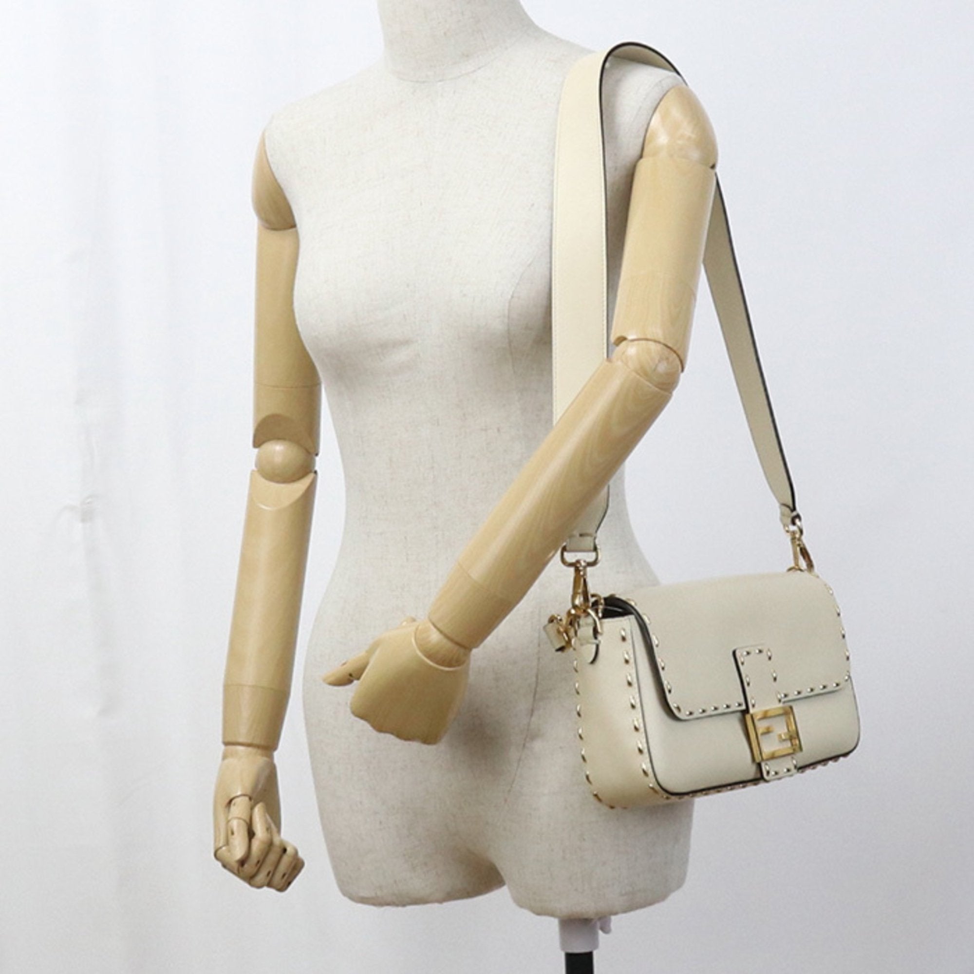 FDI 8BR600 2-Way Baguette Shoulder Bag, Women's, Ivory