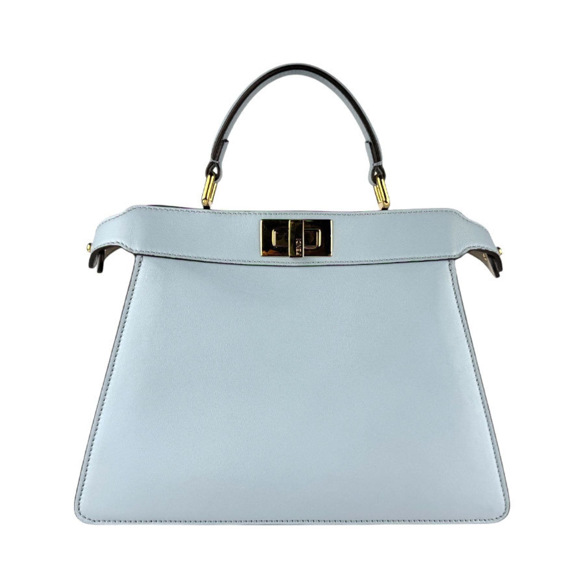 FDI ISeeU Peekaboo Handbag Shoulder Bag in Light Blue and Gold Leather, Women's, 8BN822-A6V8 z7026