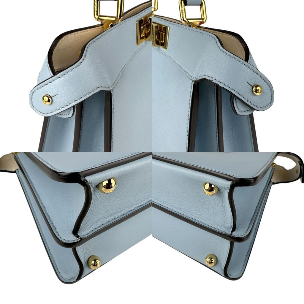 FDI ISeeU Peekaboo Handbag Shoulder Bag in Light Blue and Gold Leather, Women's, 8BN822-A6V8 z7026