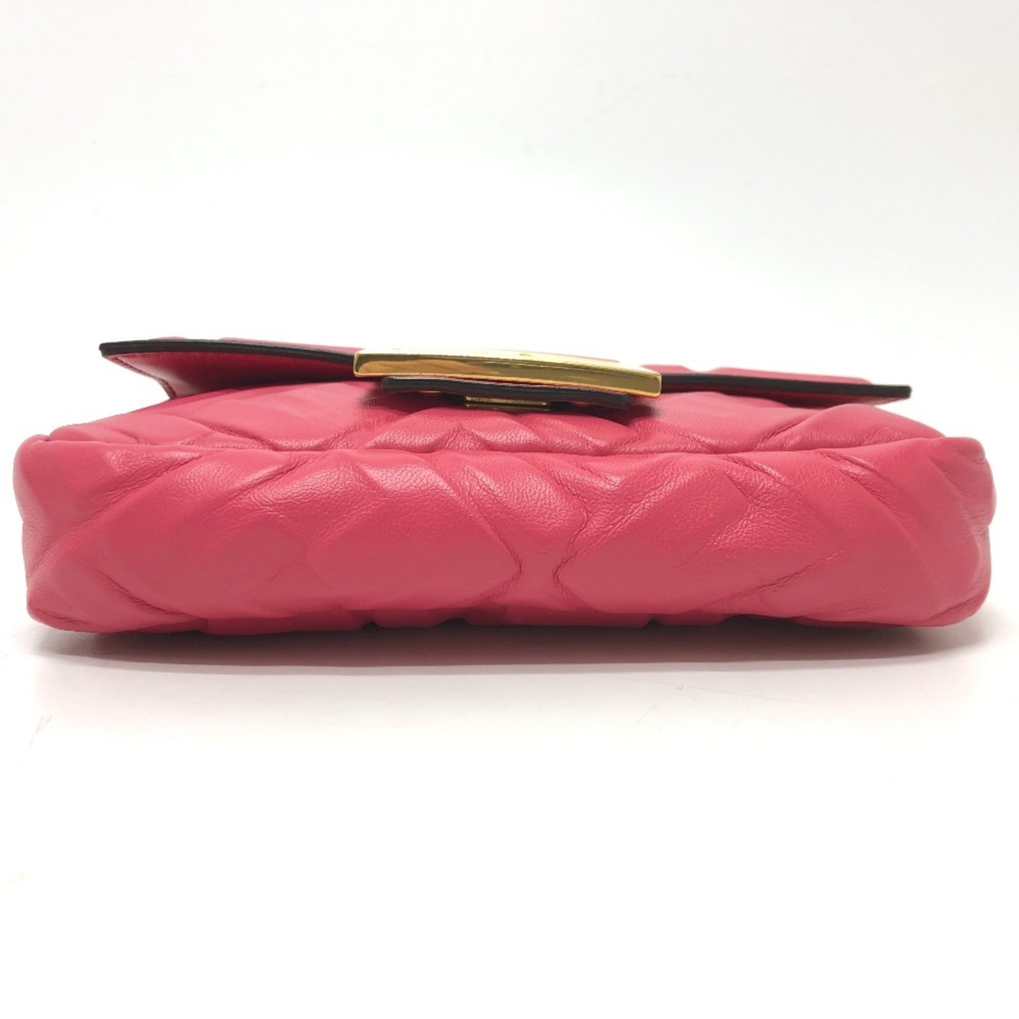 FDI 8BS017 FF Baguette Small Chain 2-Way Bag, Shoulder Lambskin, Pink, Women's