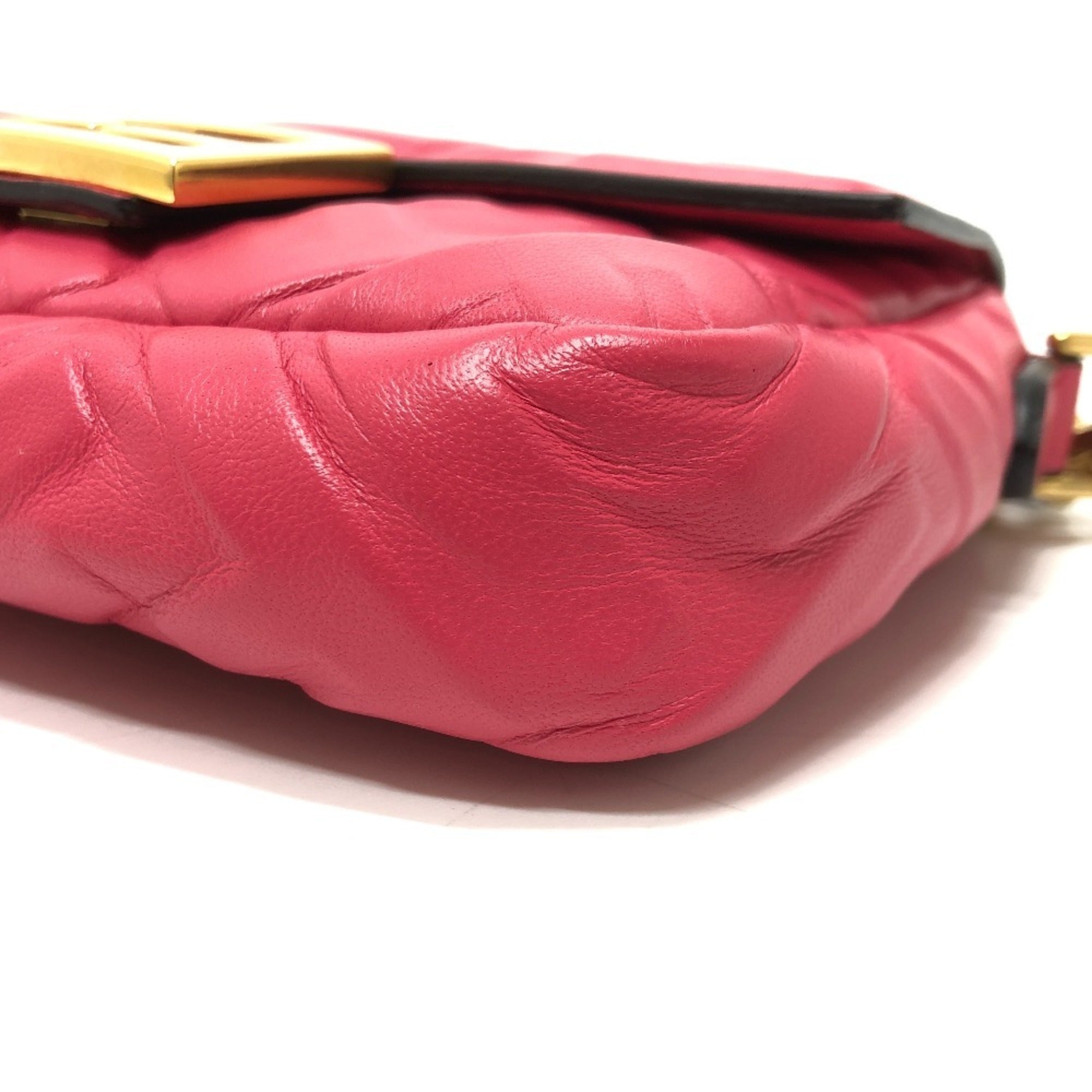 FDI 8BS017 FF Baguette Small Chain 2-Way Bag, Shoulder Lambskin, Pink, Women's