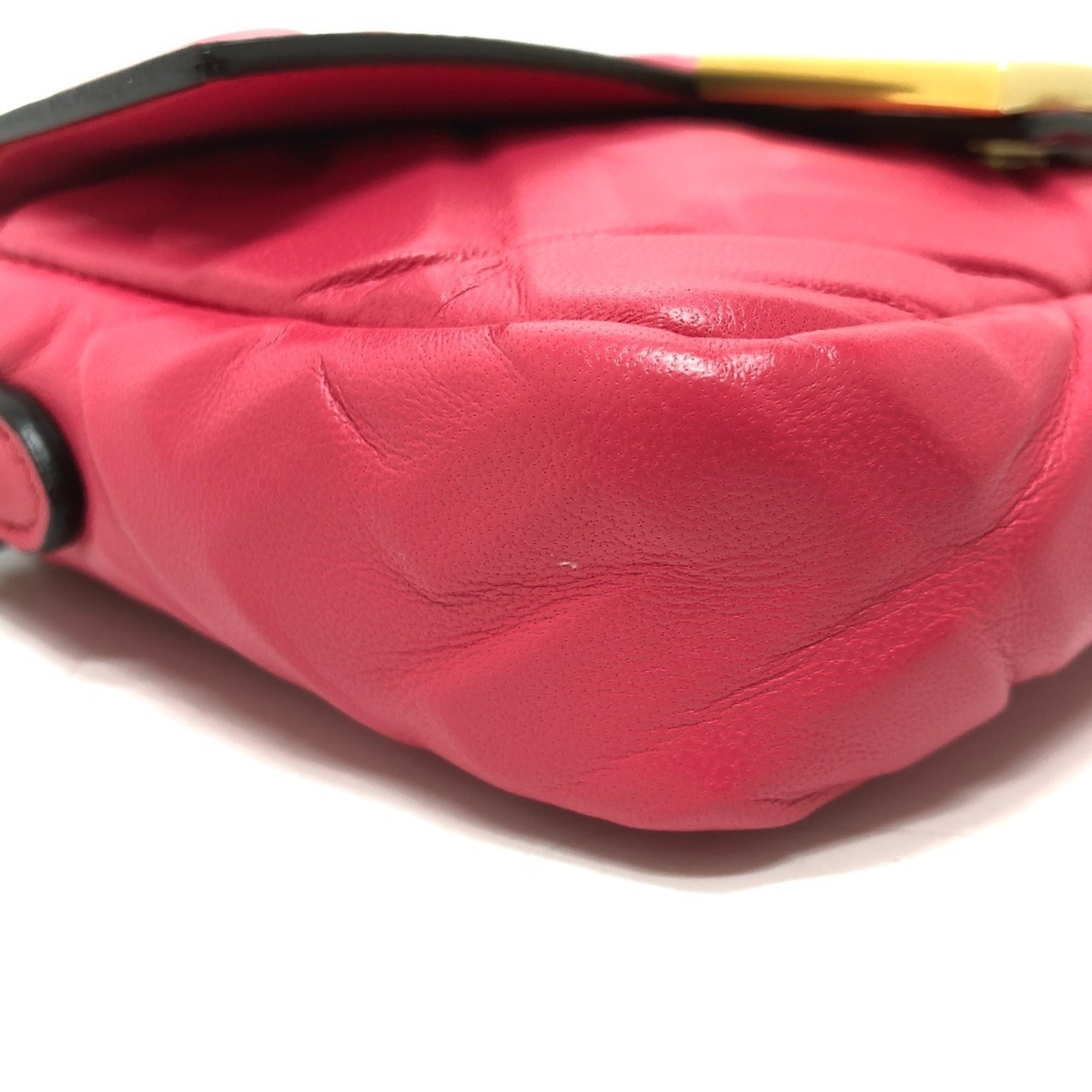 FDI 8BS017 FF Baguette Small Chain 2-Way Bag, Shoulder Lambskin, Pink, Women's