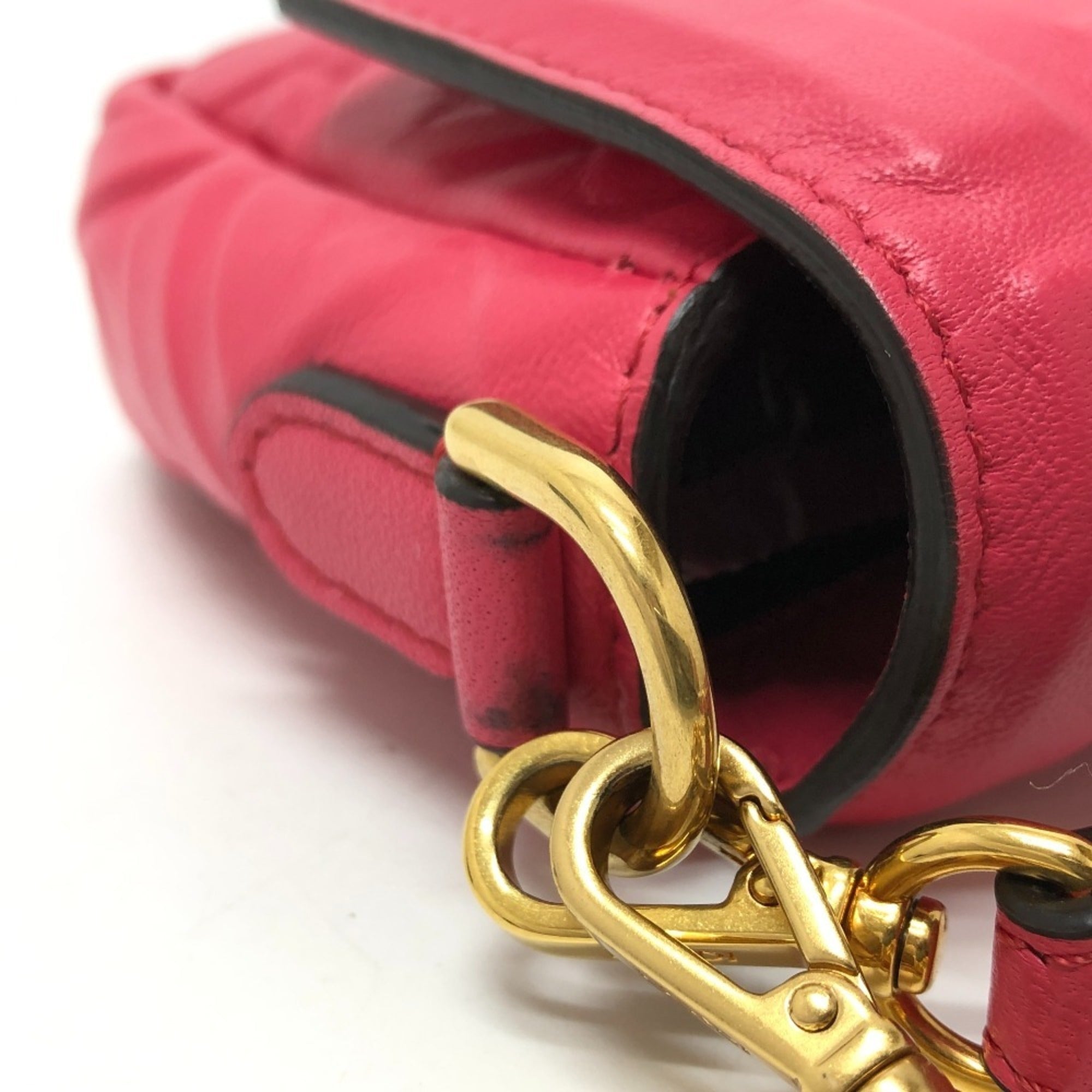 FDI 8BS017 FF Baguette Small Chain 2-Way Bag, Shoulder Lambskin, Pink, Women's