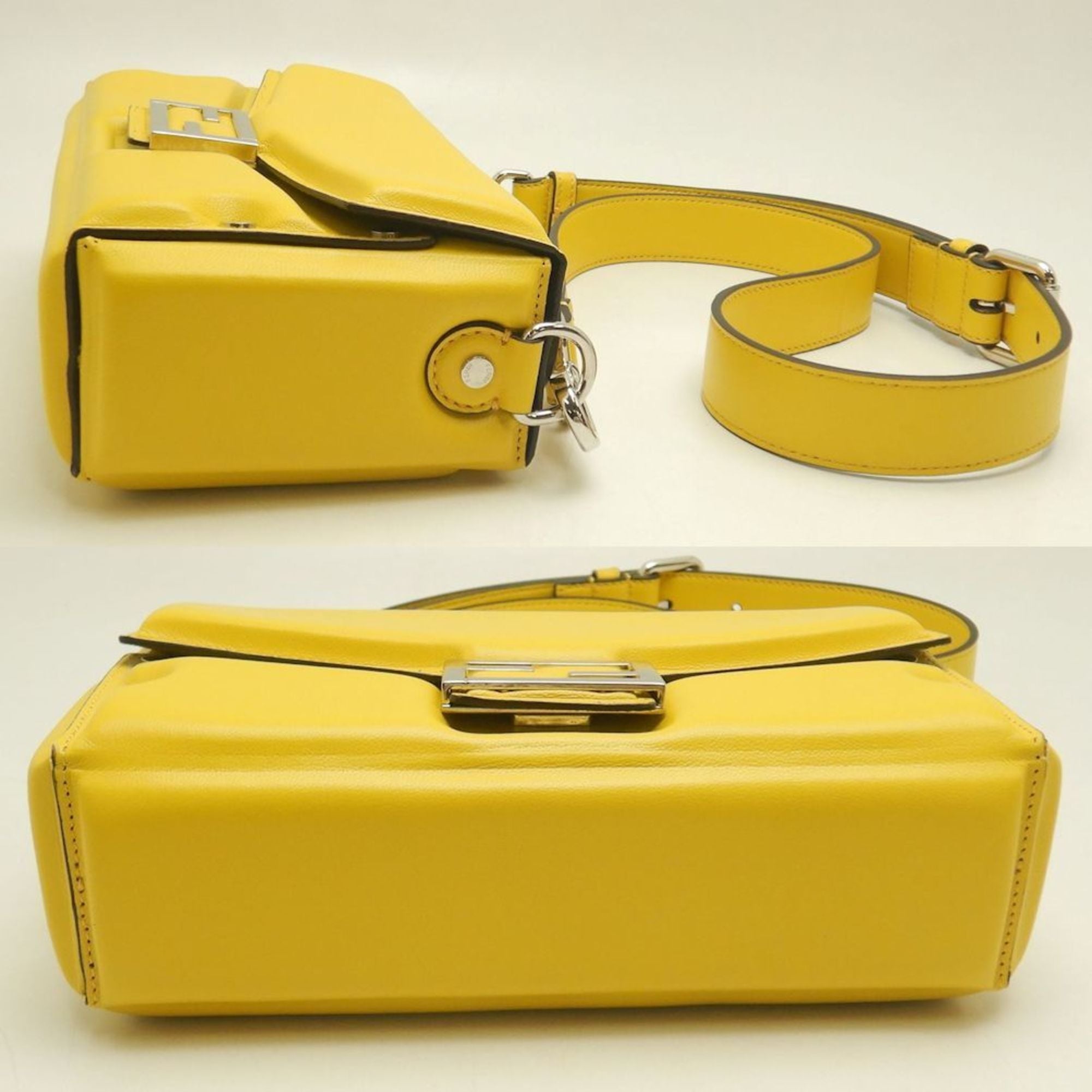FDI Bucket Soft Trunk 7VA565 Shoulder Bag in Yellow Leather, Women's, 253059