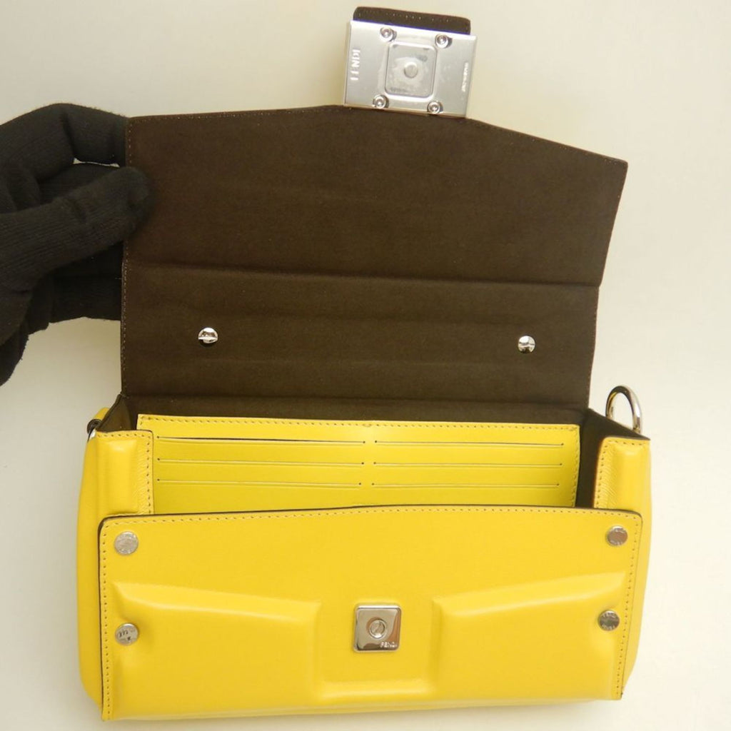 FDI Bucket Soft Trunk 7VA565 Shoulder Bag in Yellow Leather, Women's, 253059