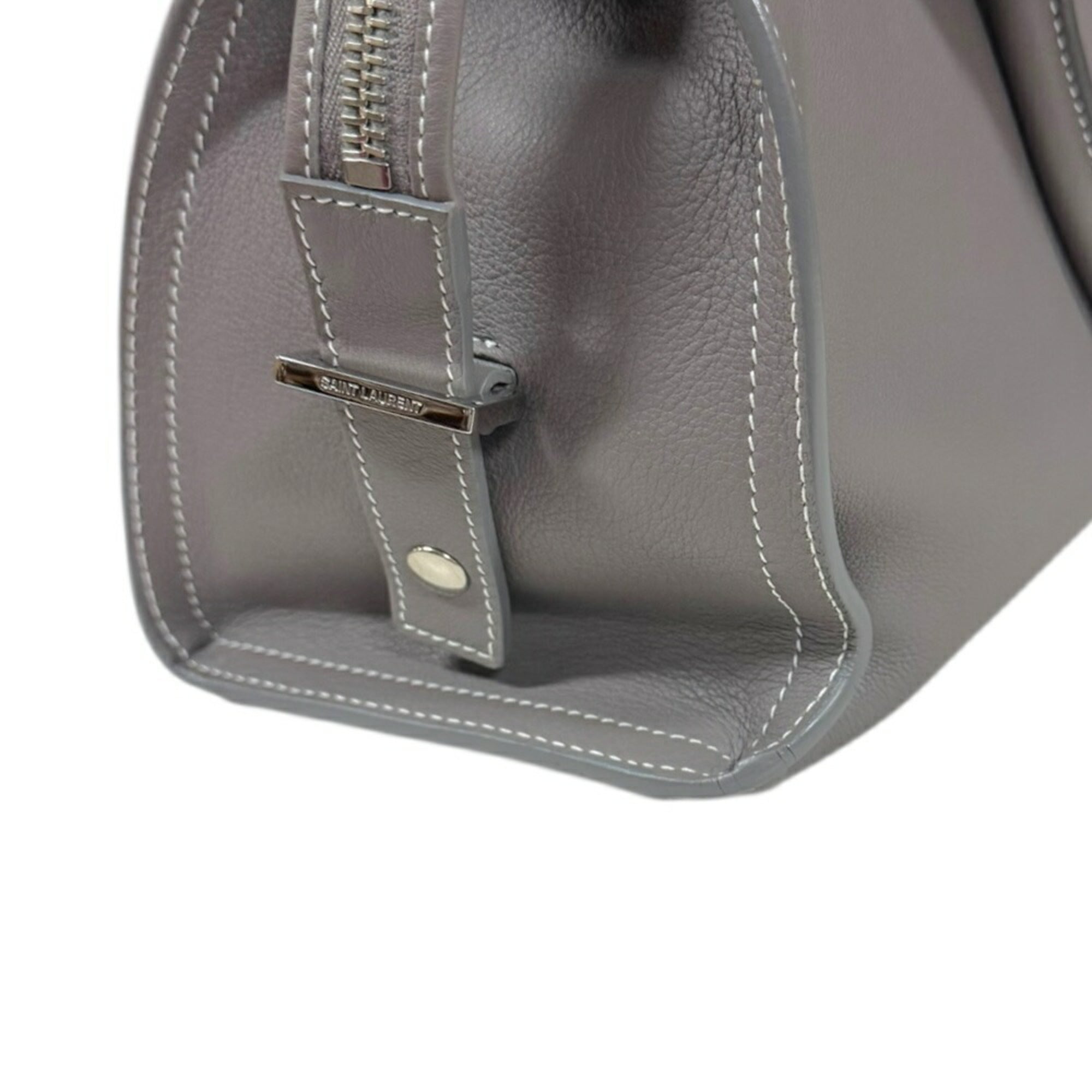 SLT Laurent Baby Cabas Shoulder Bag, Leather, 424868, Gray, Women's, SAINT LAURENT 2-Way