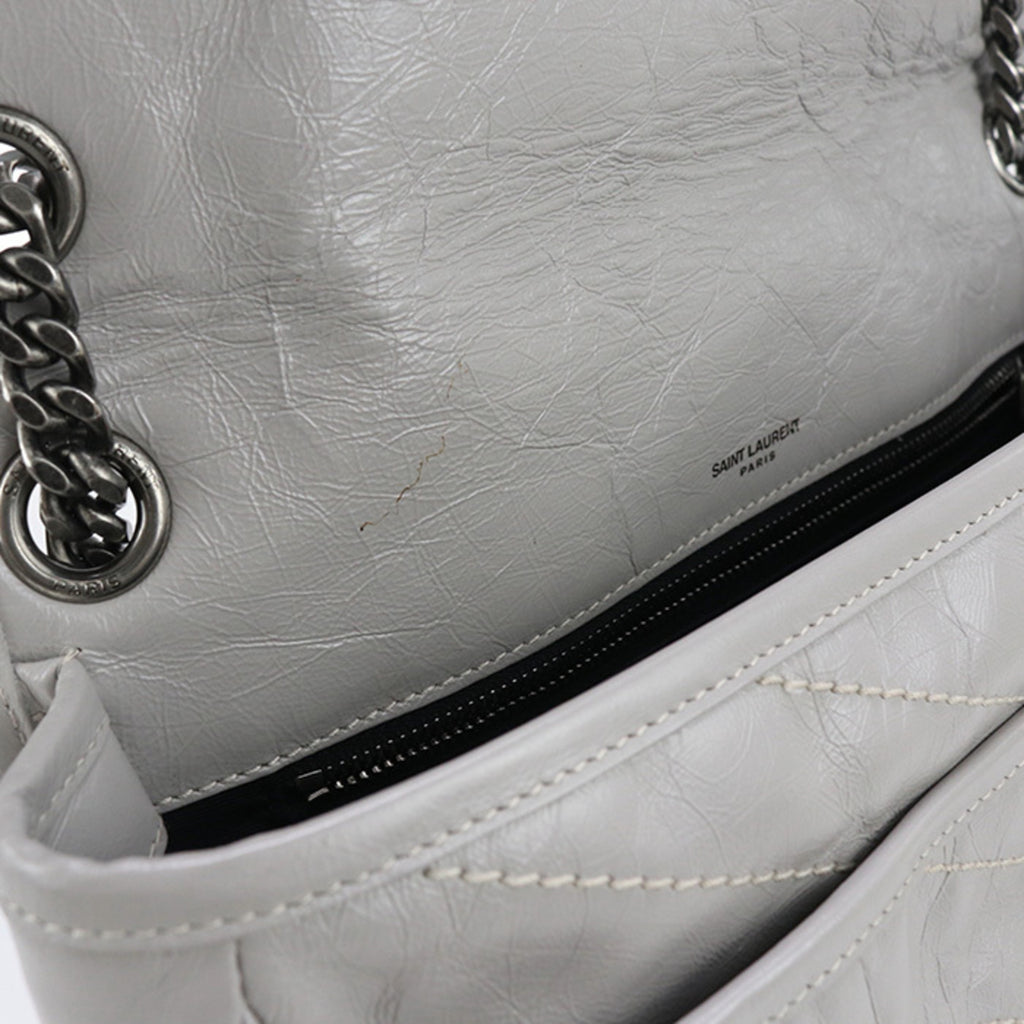 SLT LAURENT Niki Shoulder Bag SL95389 (498894) with Chain, Gray, Women's