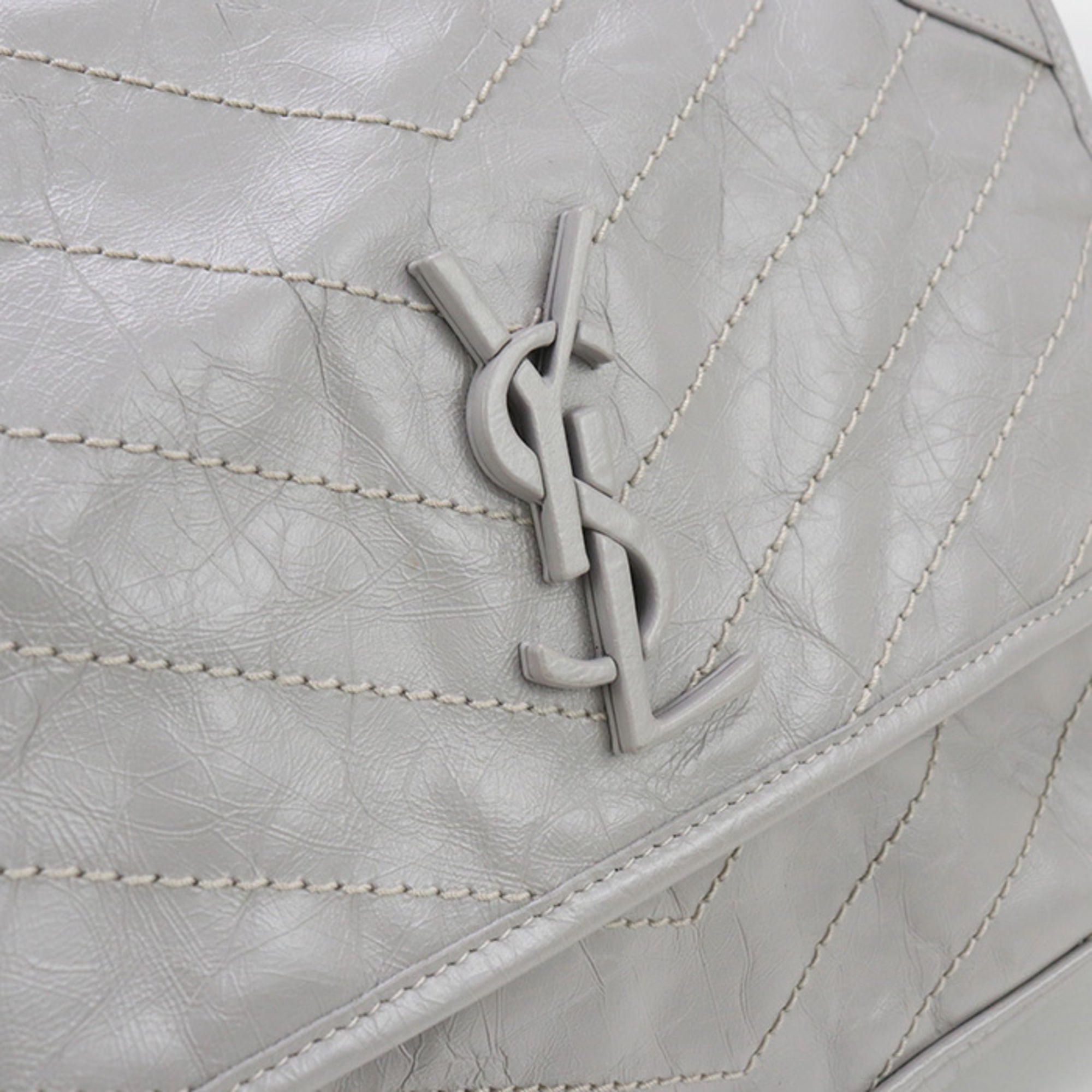 SLT LAURENT Niki Shoulder Bag SL95389 (498894) with Chain, Gray, Women's