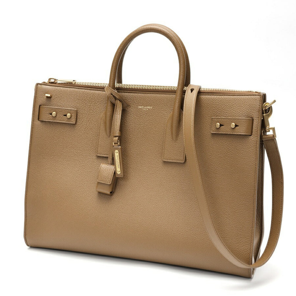 SLT Laurent SAINT LAURENT Thin Large Sac du Jour 737586 Grained Leather Camel K-158493