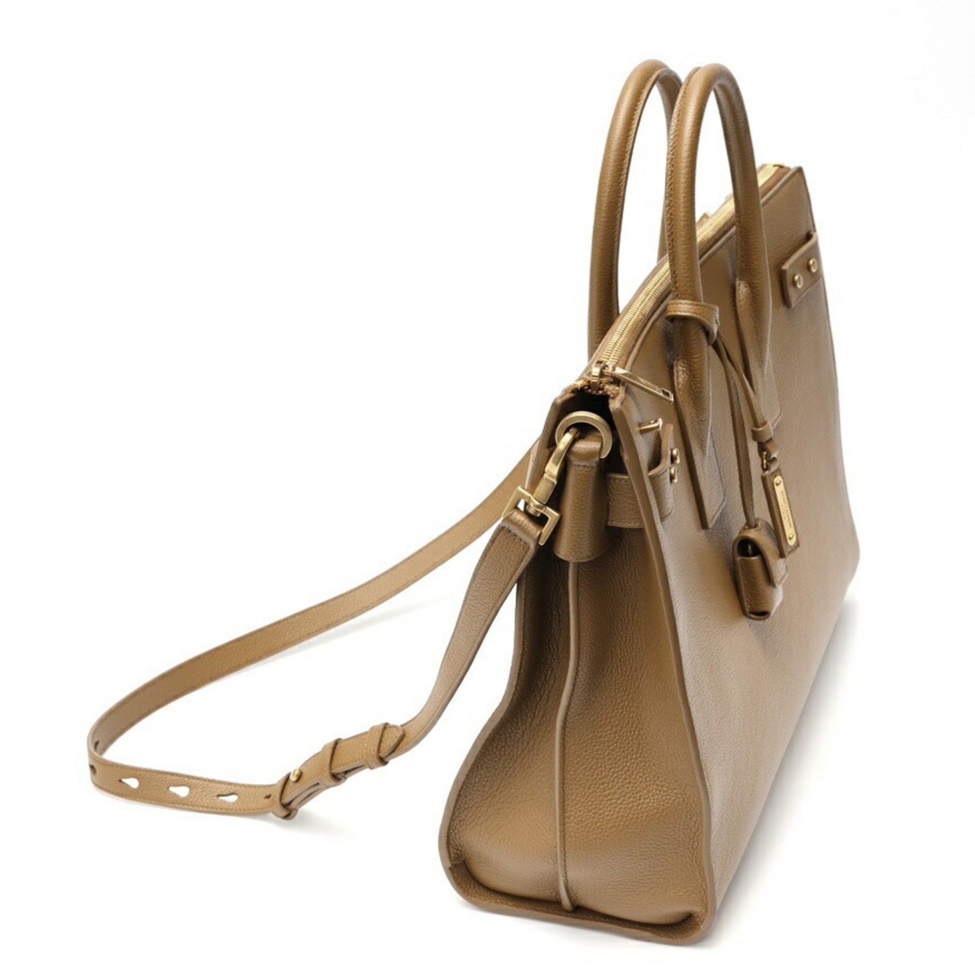 SLT Laurent SAINT LAURENT Thin Large Sac du Jour 737586 Grained Leather Camel K-158493
