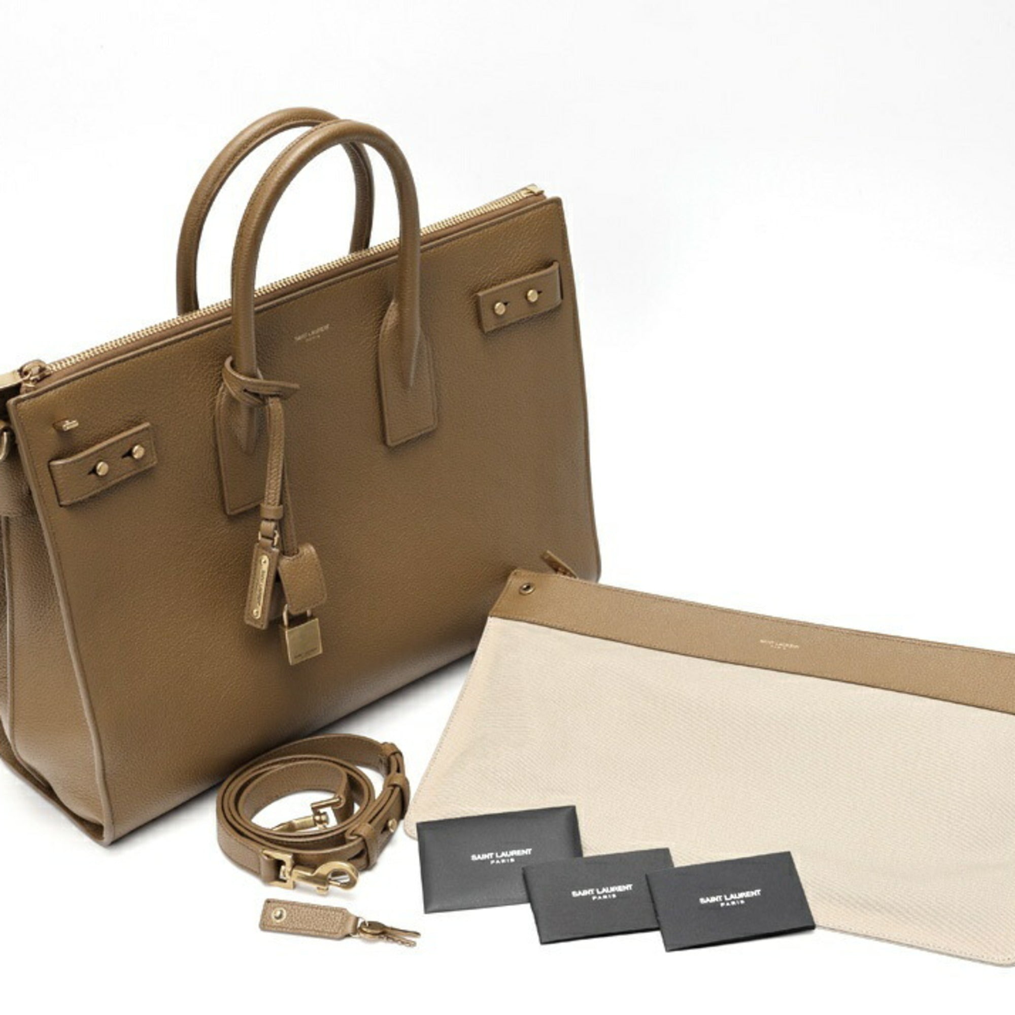 SLT Laurent SAINT LAURENT Thin Large Sac du Jour 737586 Grained Leather Camel K-158493