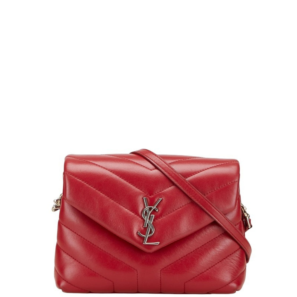 SLT Laurent YSL Logo Lulu Toy Bag Shoulder 467072 Wine Red Leather Women's SAINT LAURENT