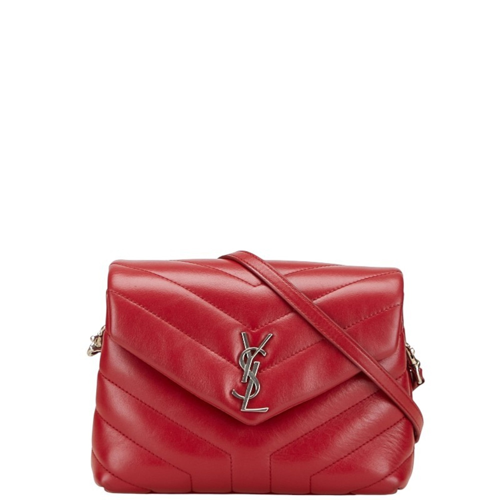 SLT Laurent YSL Logo Lulu Toy Bag Shoulder 467072 Wine Red Leather Women's SAINT LAURENT