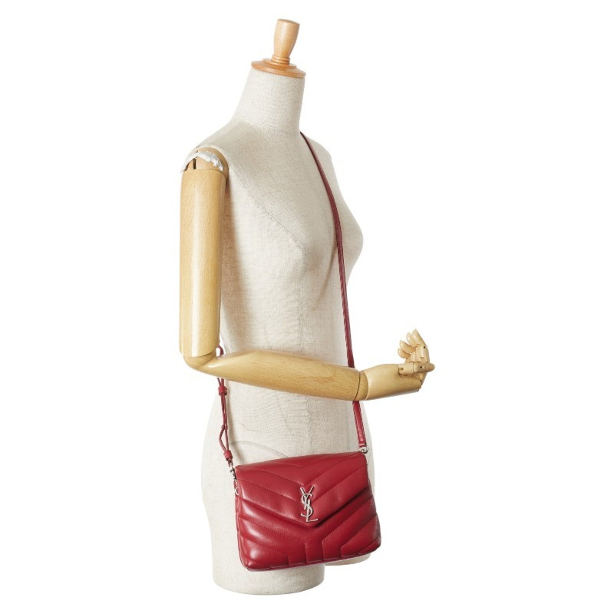 SLT Laurent YSL Logo Lulu Toy Bag Shoulder 467072 Wine Red Leather Women's SAINT LAURENT