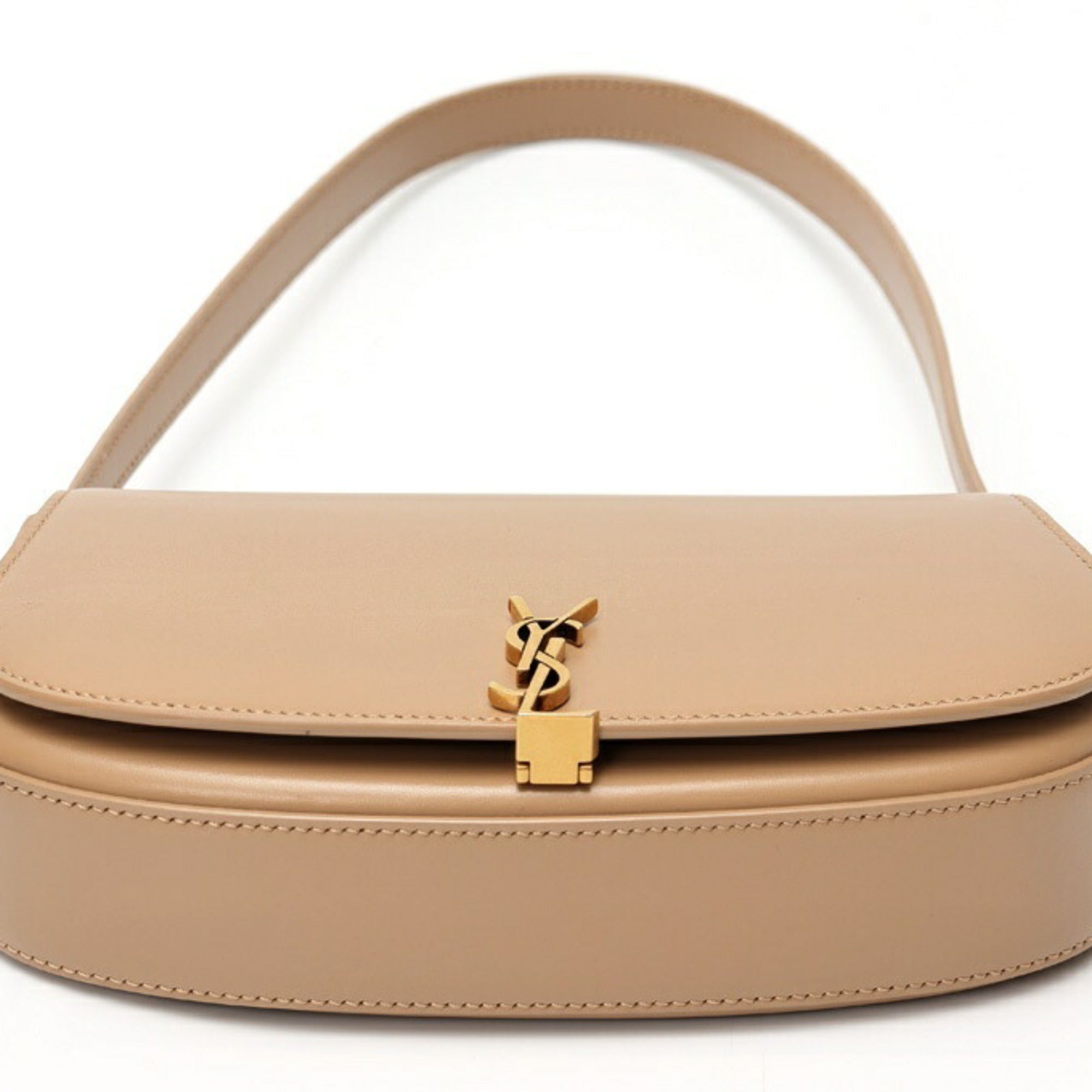 SLT Laurent SAINT LAURENT Voltaire Mini Shoulder Bag 779642 Box Calfskin Greige S-158826