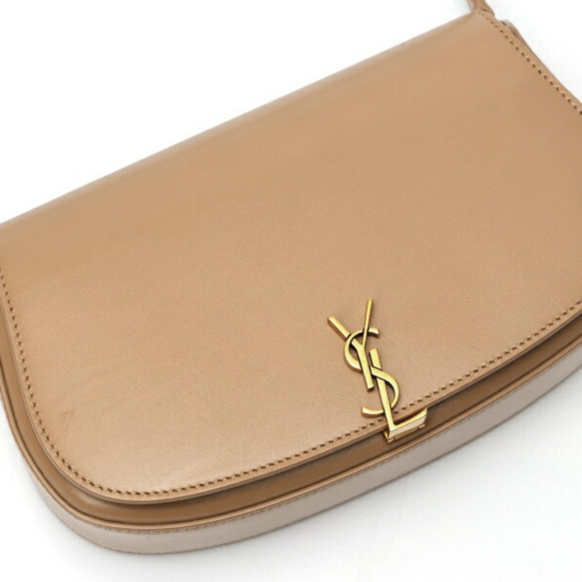 SLT Laurent SAINT LAURENT Voltaire Mini Shoulder Bag 779642 Box Calfskin Greige S-158826