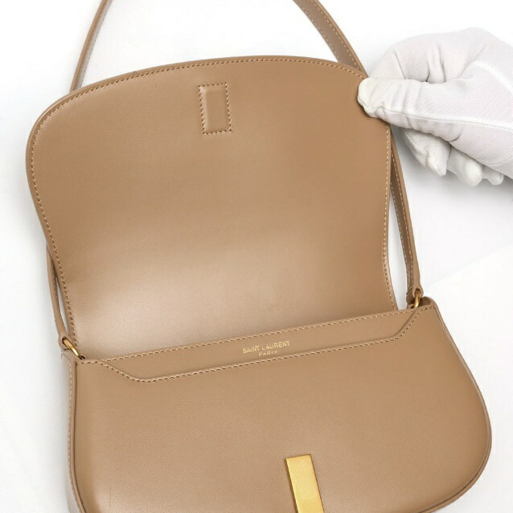 SLT Laurent SAINT LAURENT Voltaire Mini Shoulder Bag 779642 Box Calfskin Greige S-158826