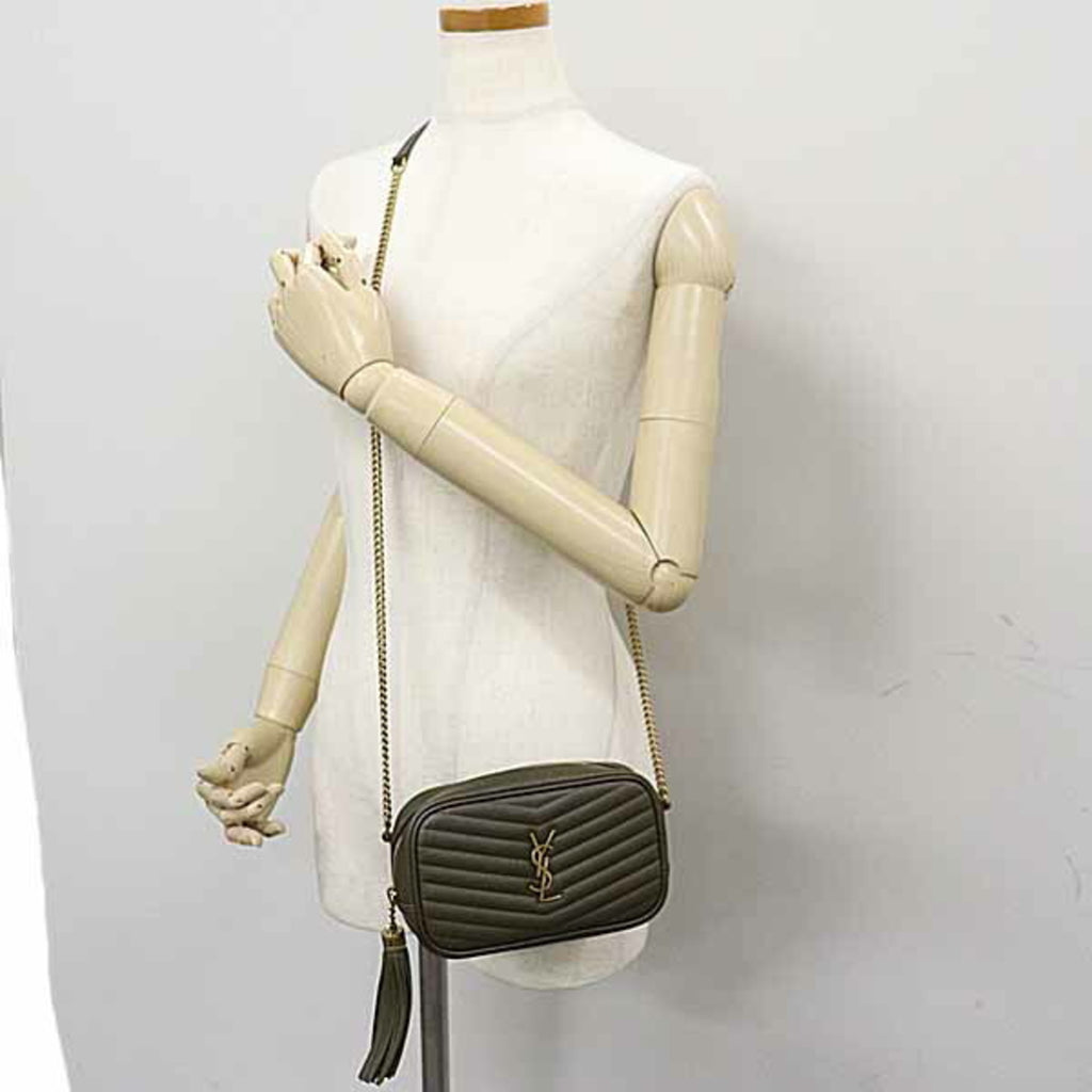 SLT Laurent Lou chain shoulder bag with tassel, calfskin 612579 khaki