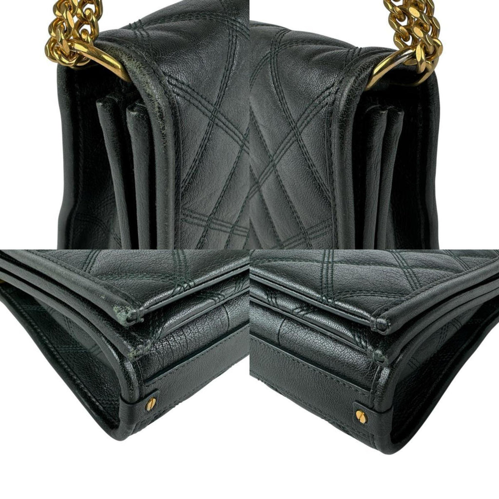 SLT Laurent shoulder bag in dark green and gold leather, women's, 629246 z6772