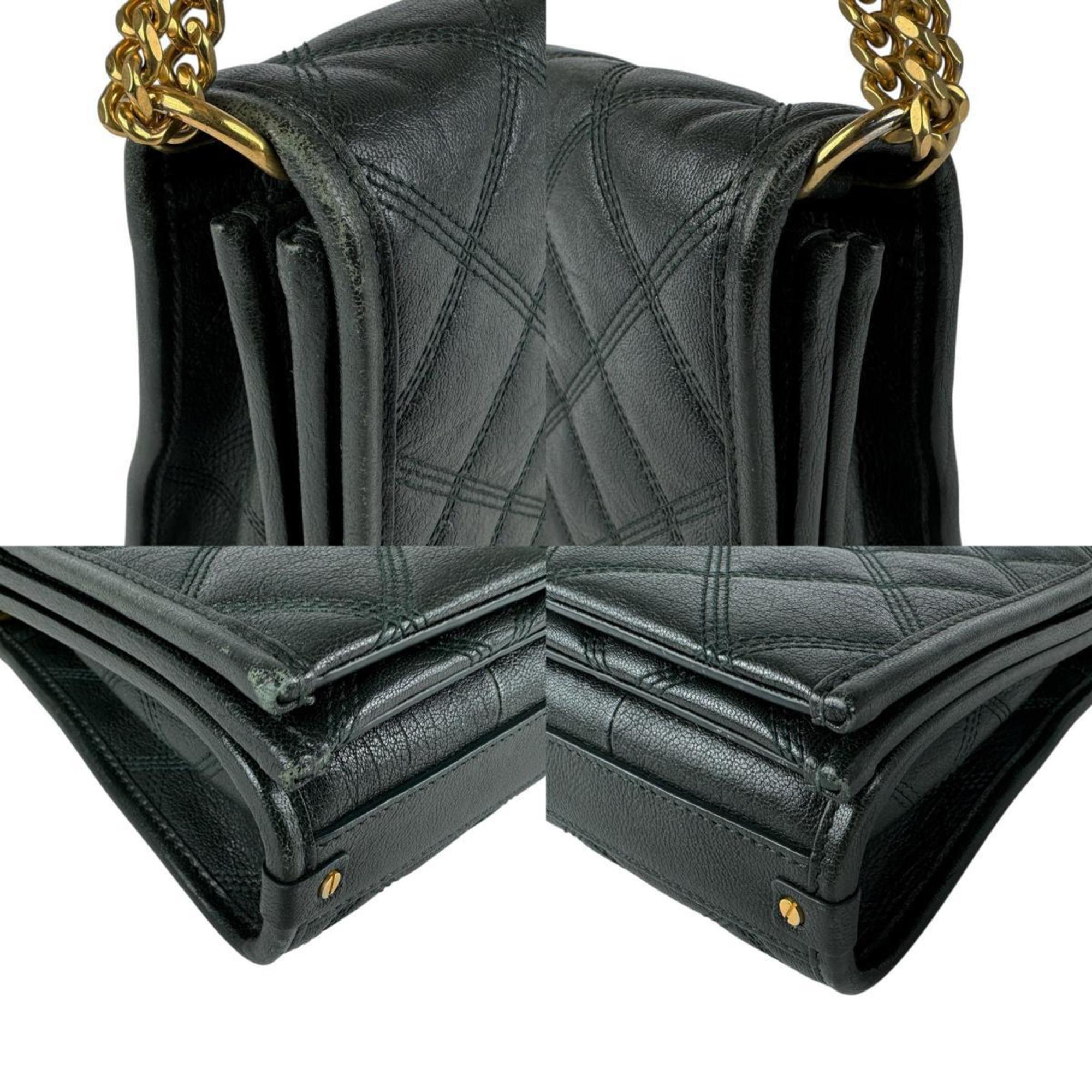 SLT Laurent shoulder bag in dark green and gold leather, women's, 629246 z6772