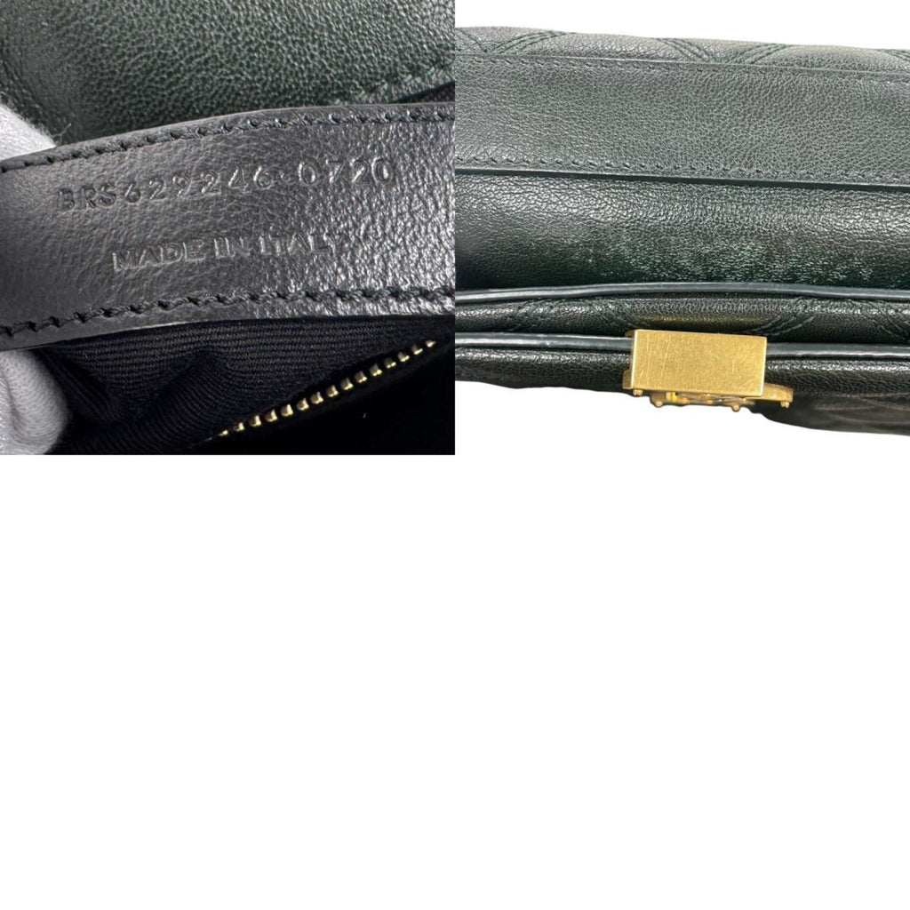 SLT Laurent shoulder bag in dark green and gold leather, women's, 629246 z6772