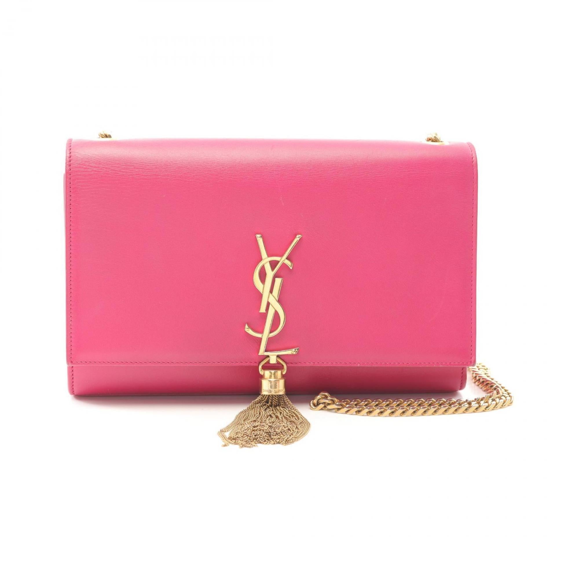 SLT Laurent Kate Monogram Shoulder Bag, Leather, Women's, Pink, 354119