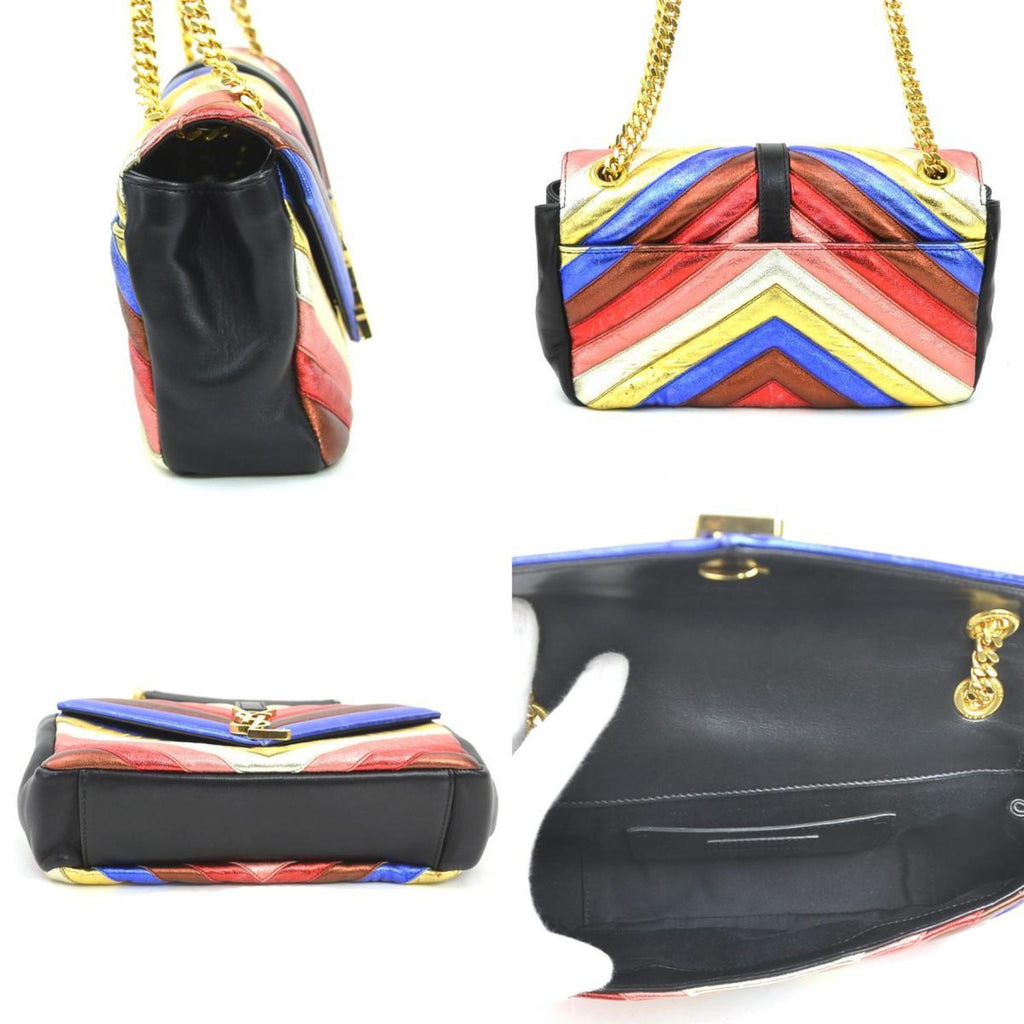 SLT Laurent shoulder bag in black and multicolored leather, women's, 428125 90160a