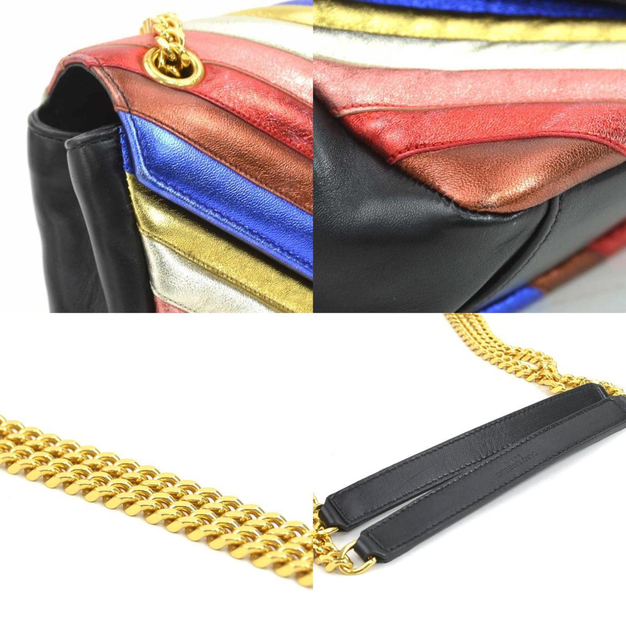 SLT Laurent shoulder bag in black and multicolored leather, women's, 428125 90160a