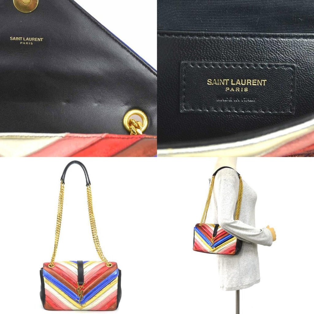 SLT Laurent shoulder bag in black and multicolored leather, women's, 428125 90160a
